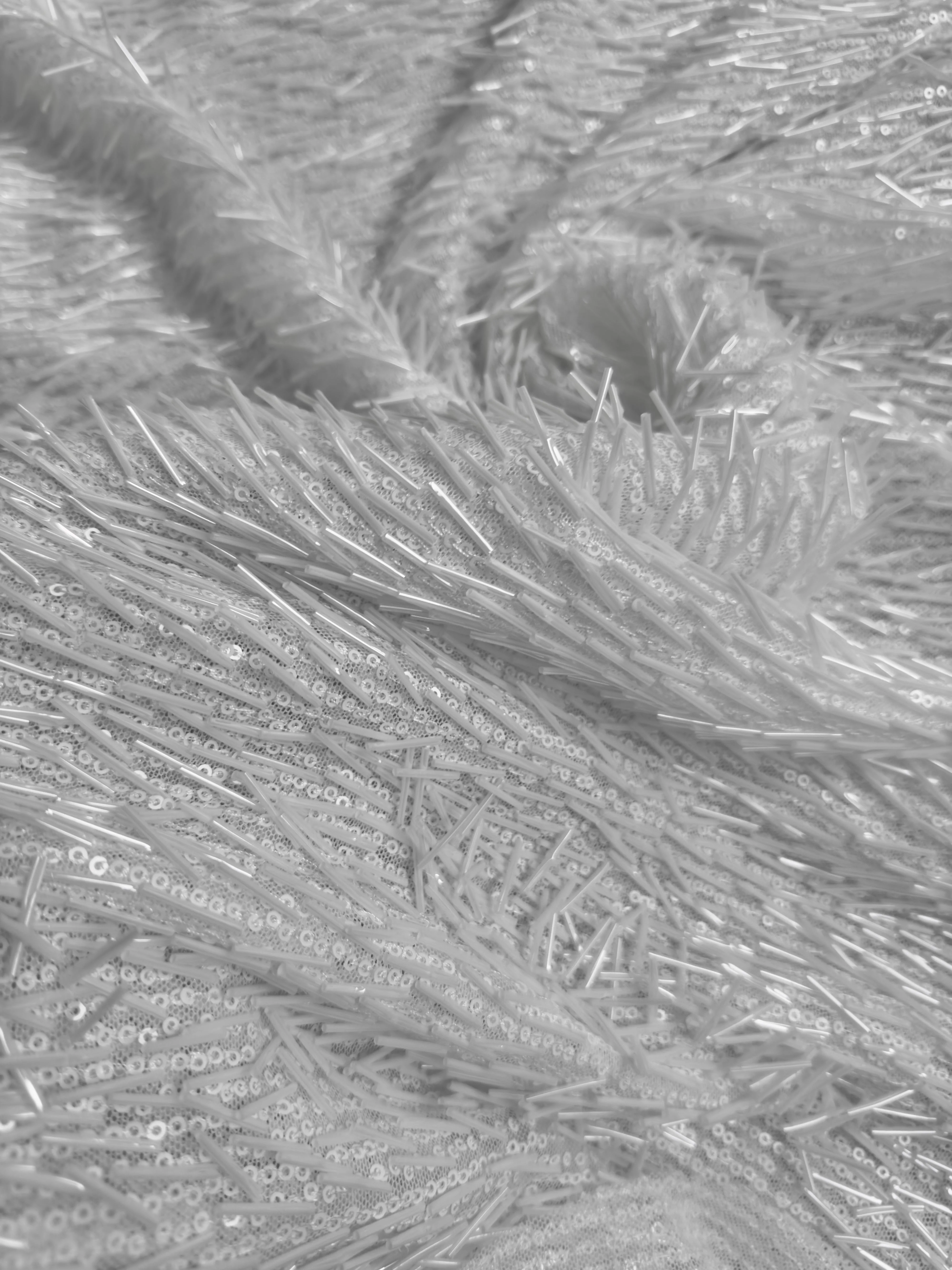 White Fringe Sequin on Mesh - Image 5