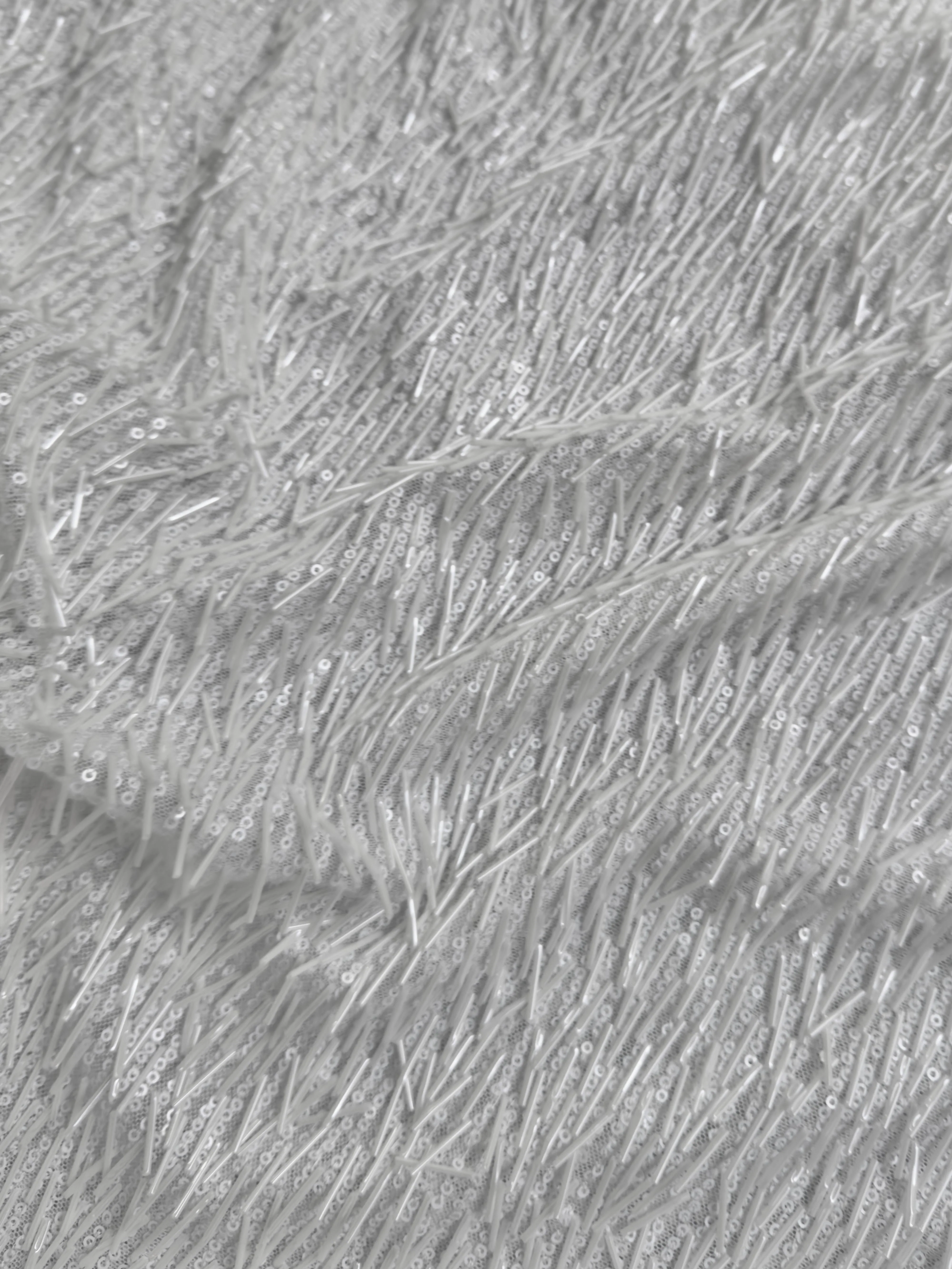 White Fringe Sequin on Mesh - Image 8
