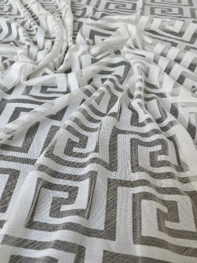 White Geo Print Power Mesh - Image 3
