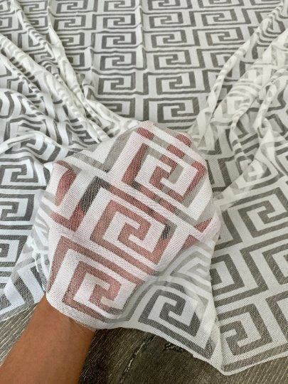 White Geo Print Power Mesh - Image 7