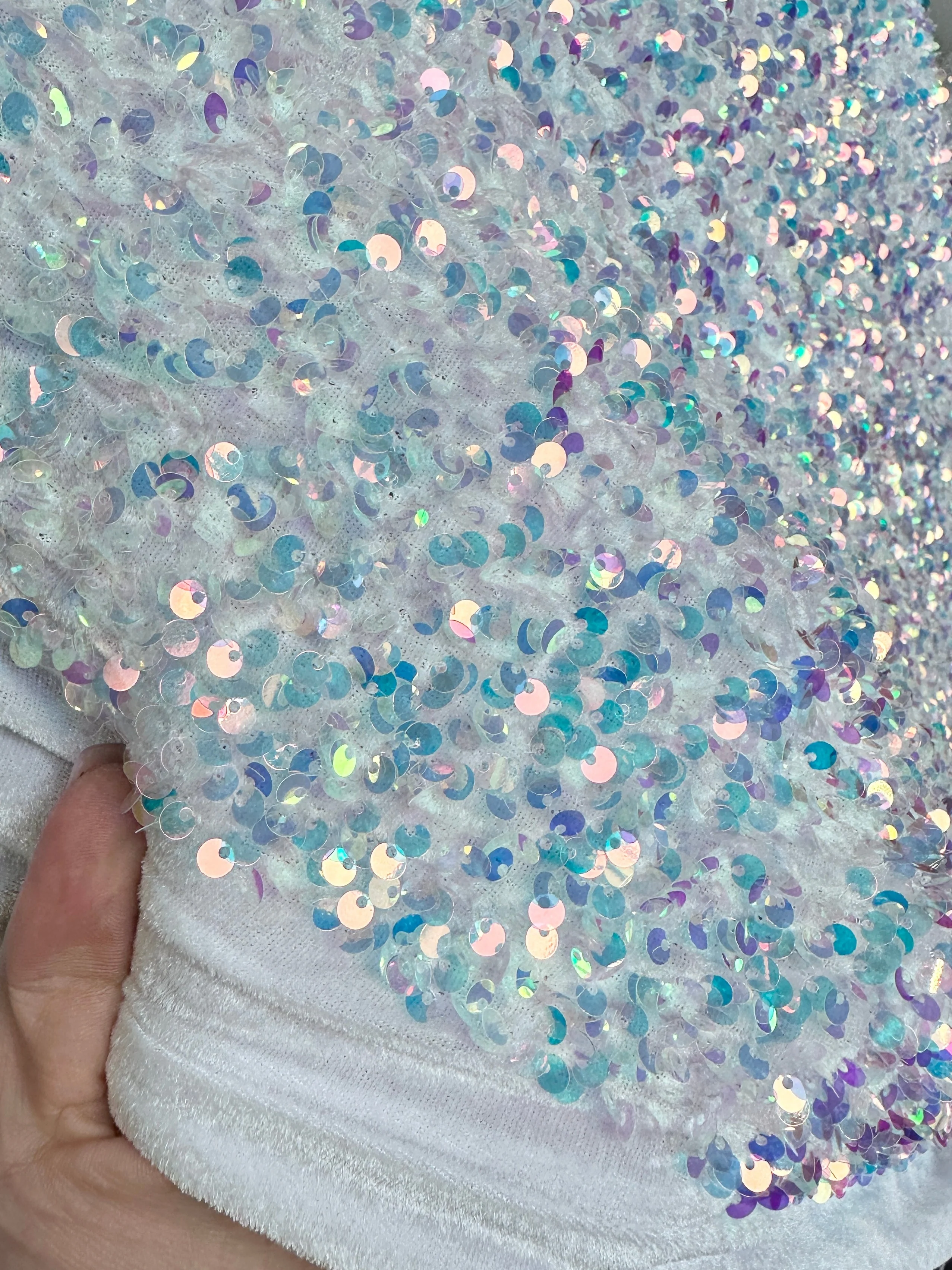 White Iridescent Sequin on Velvet - Image 10