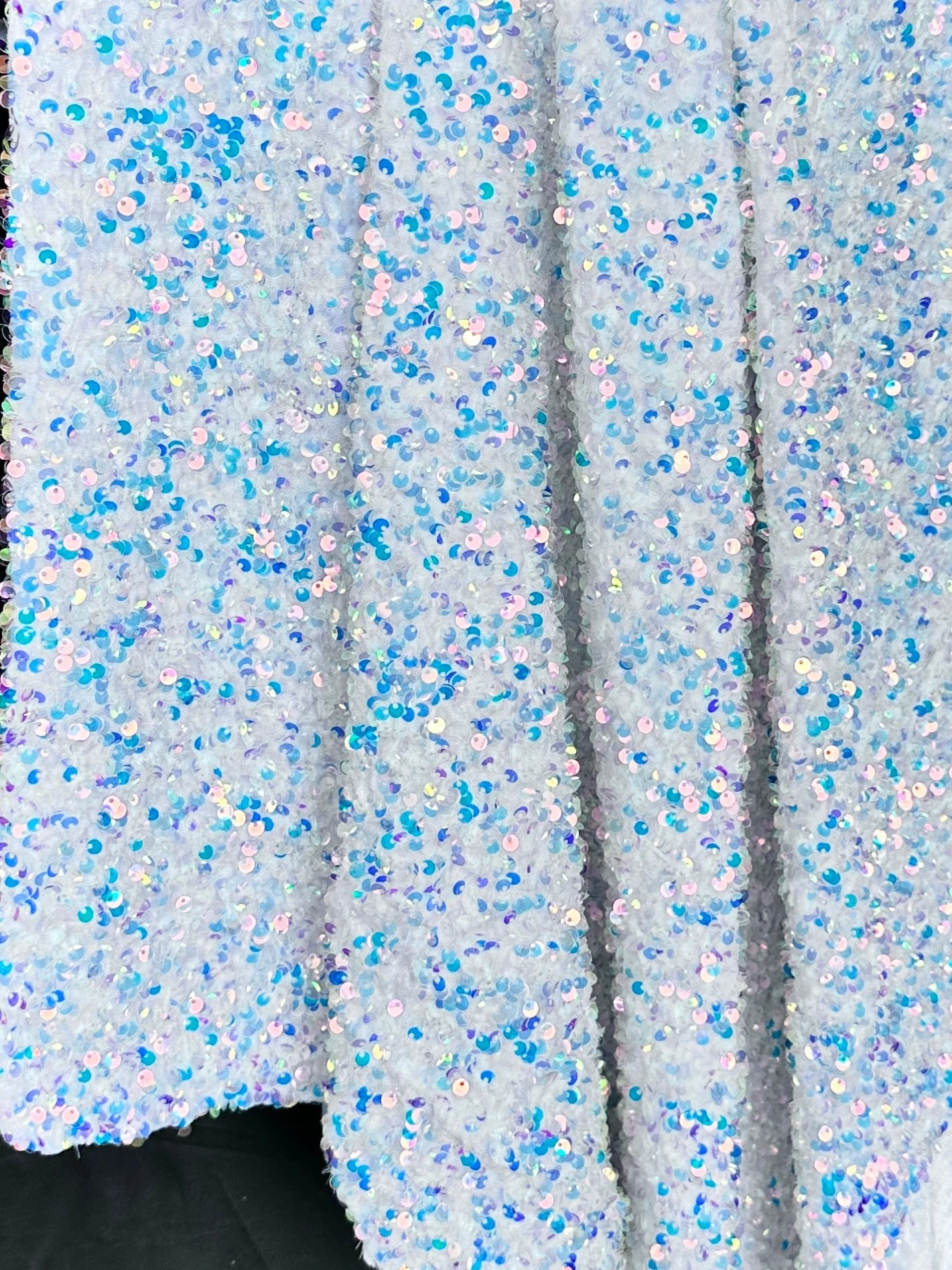 White Iridescent Sequin on Velvet - Image 11