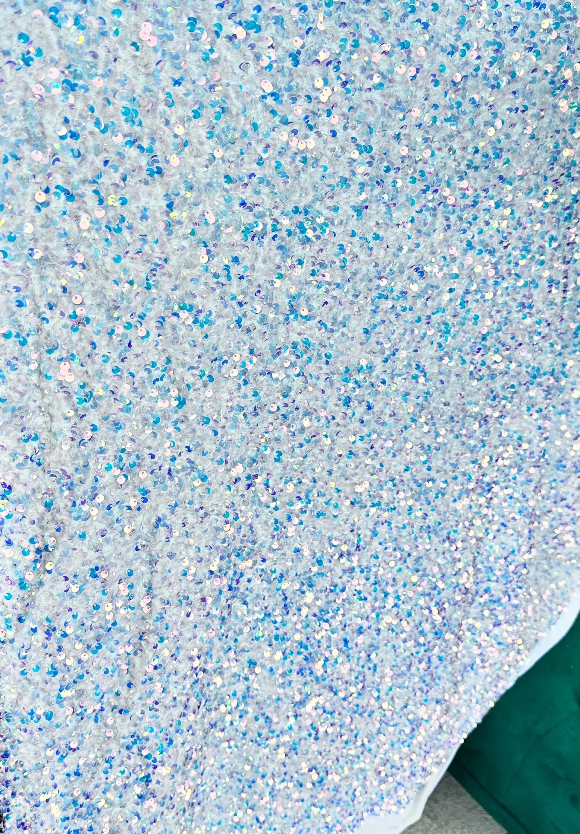 White Iridescent Sequin on Velvet - Image 3