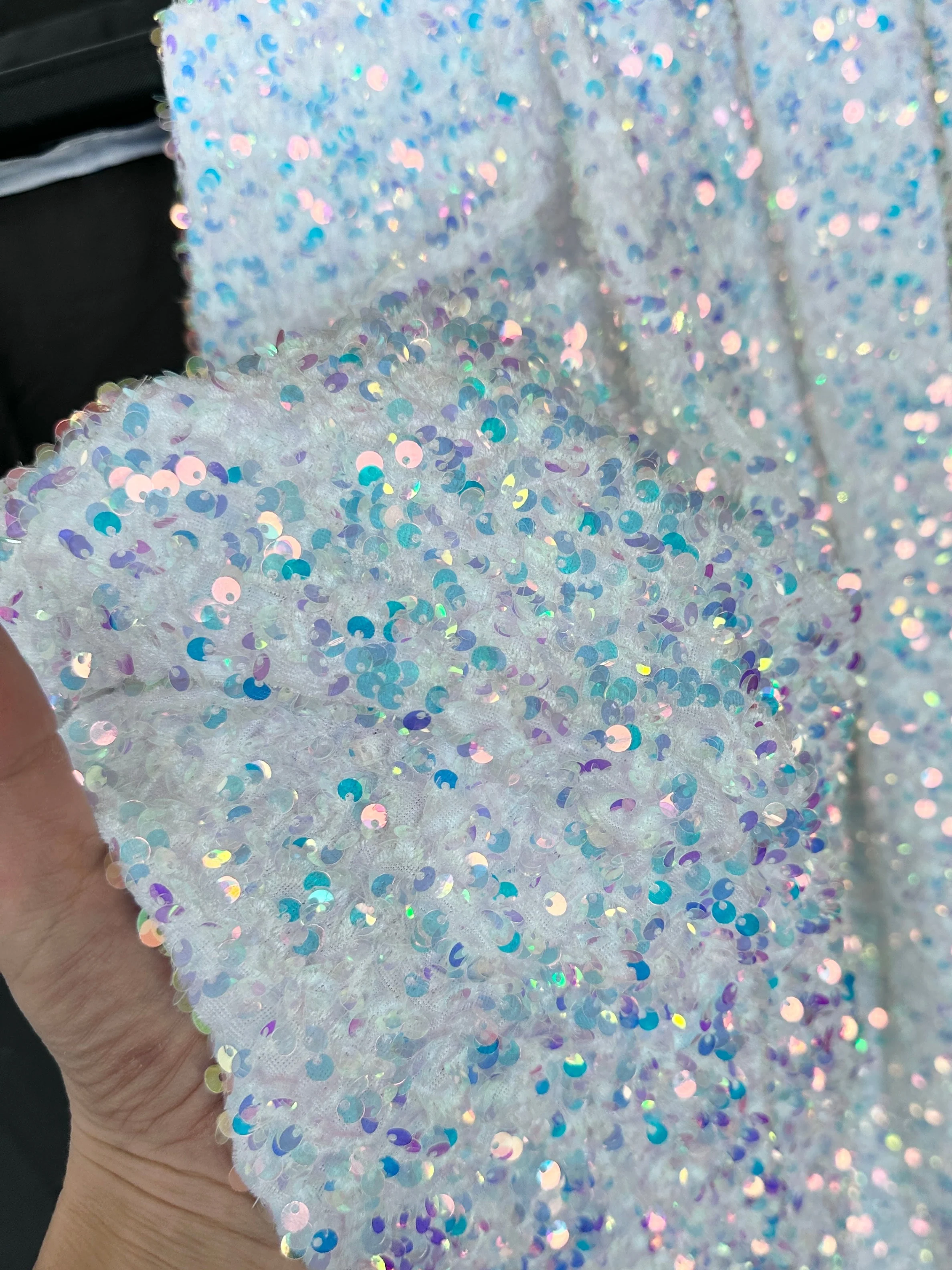 White Iridescent Sequin on Velvet - Image 8