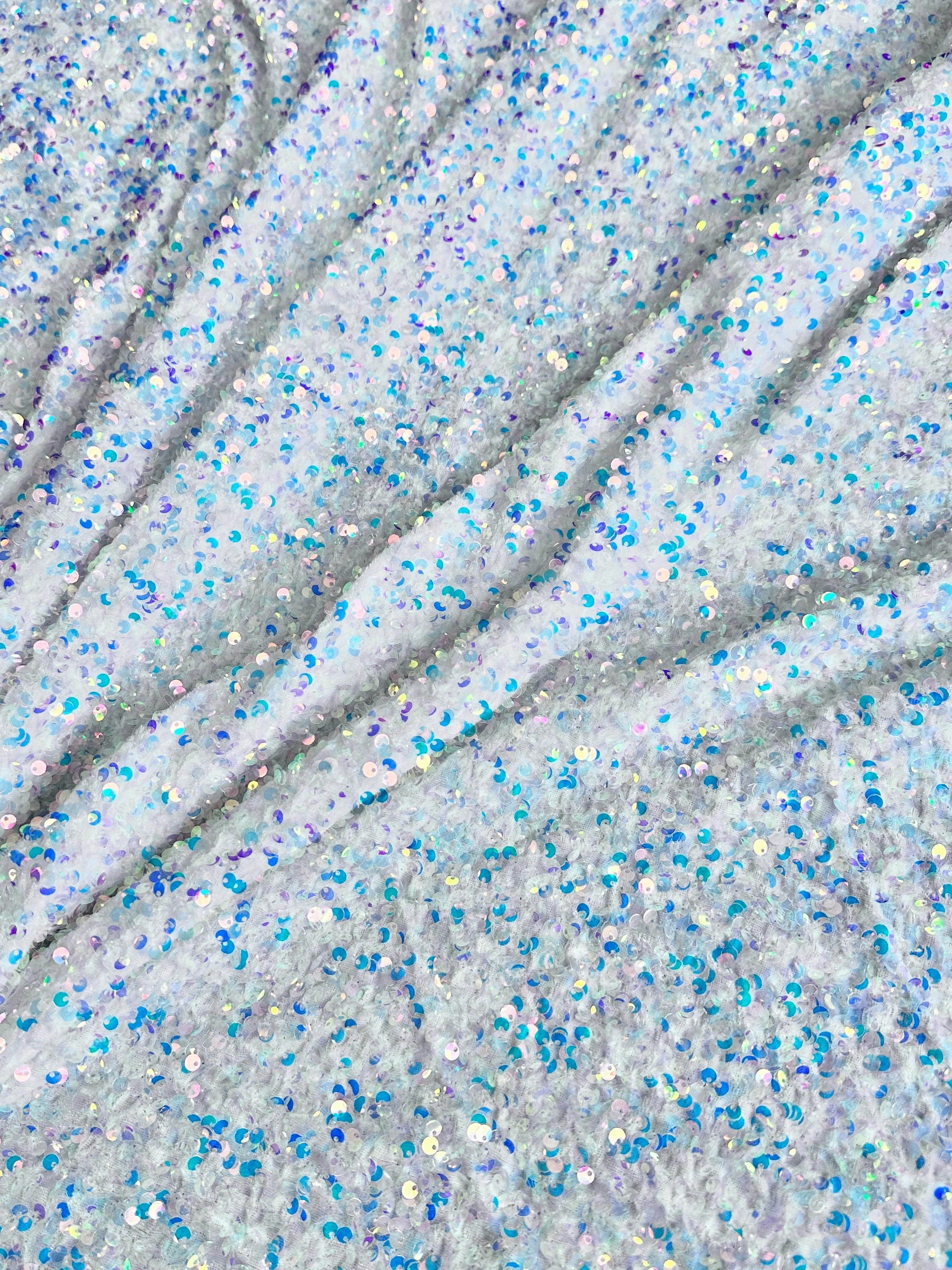 White Iridescent Sequin on Velvet - Image 9
