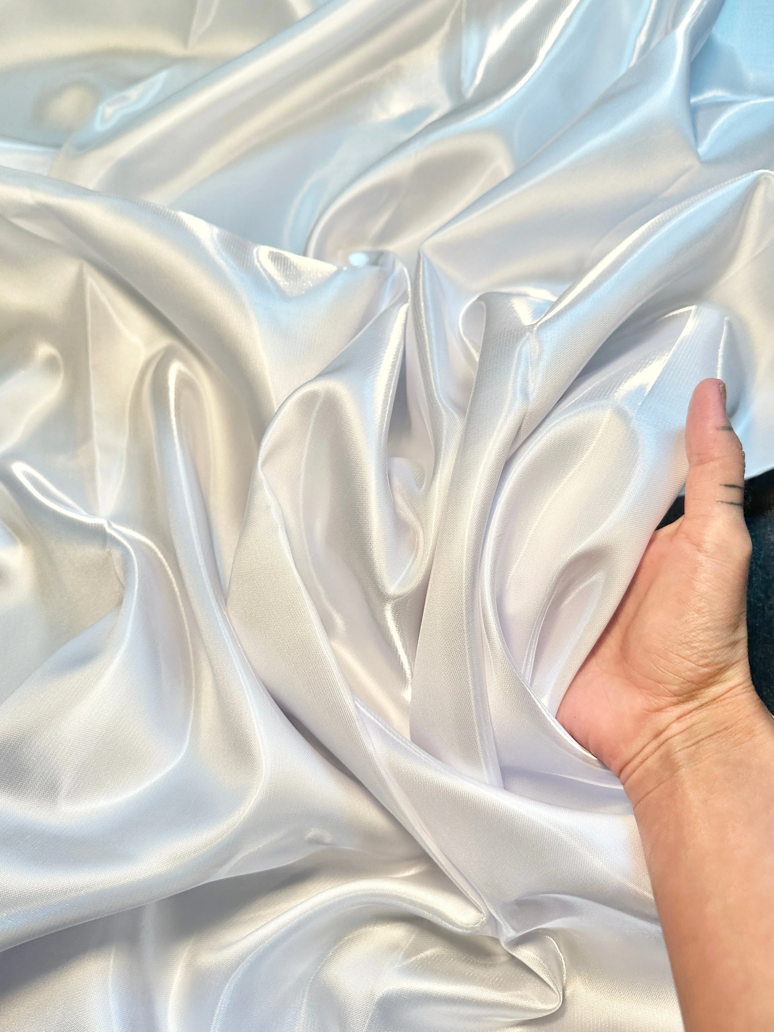 White Liquid Bridal Satin - Image 4