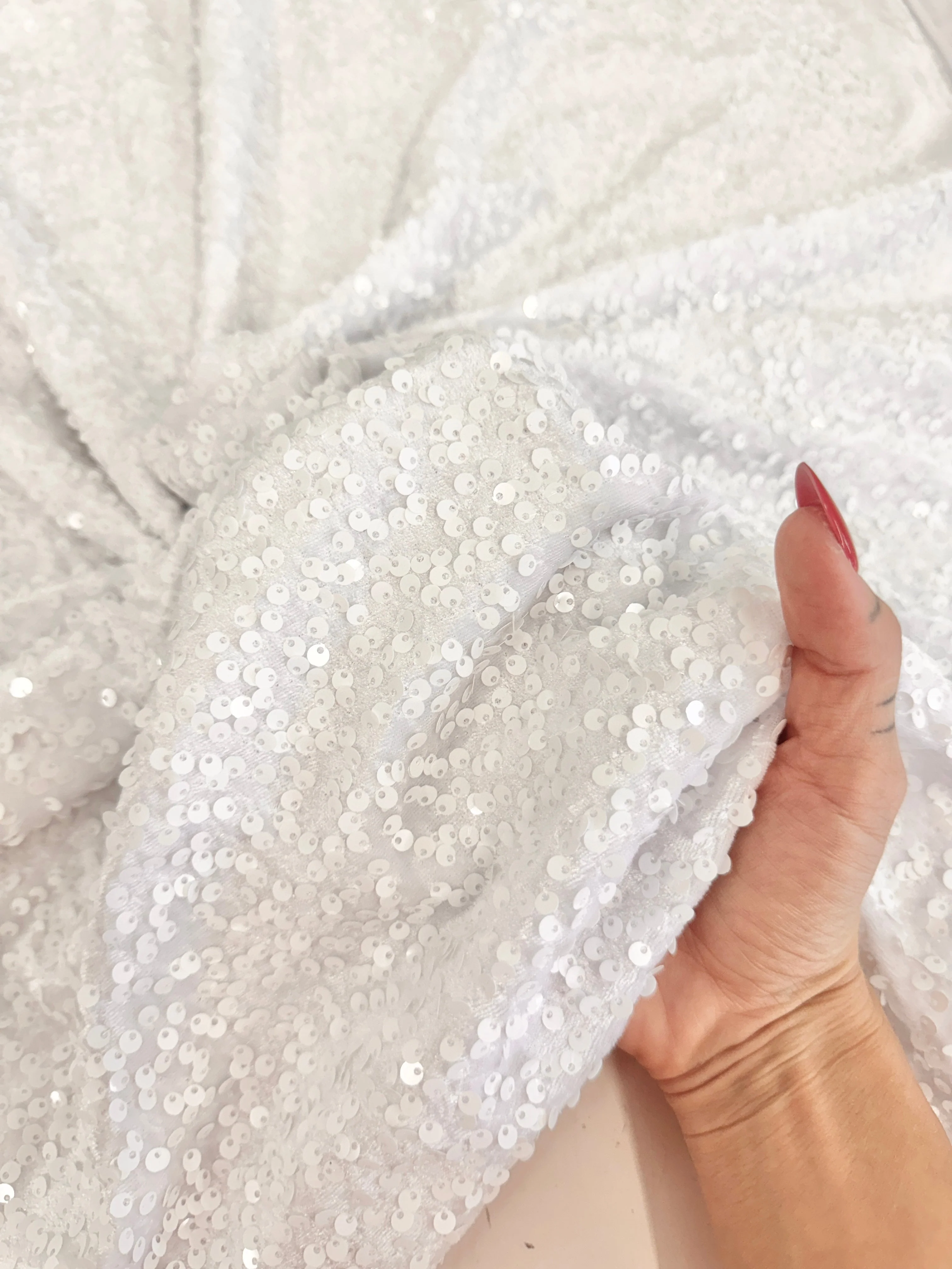 White Sequins Velvet - Image 3