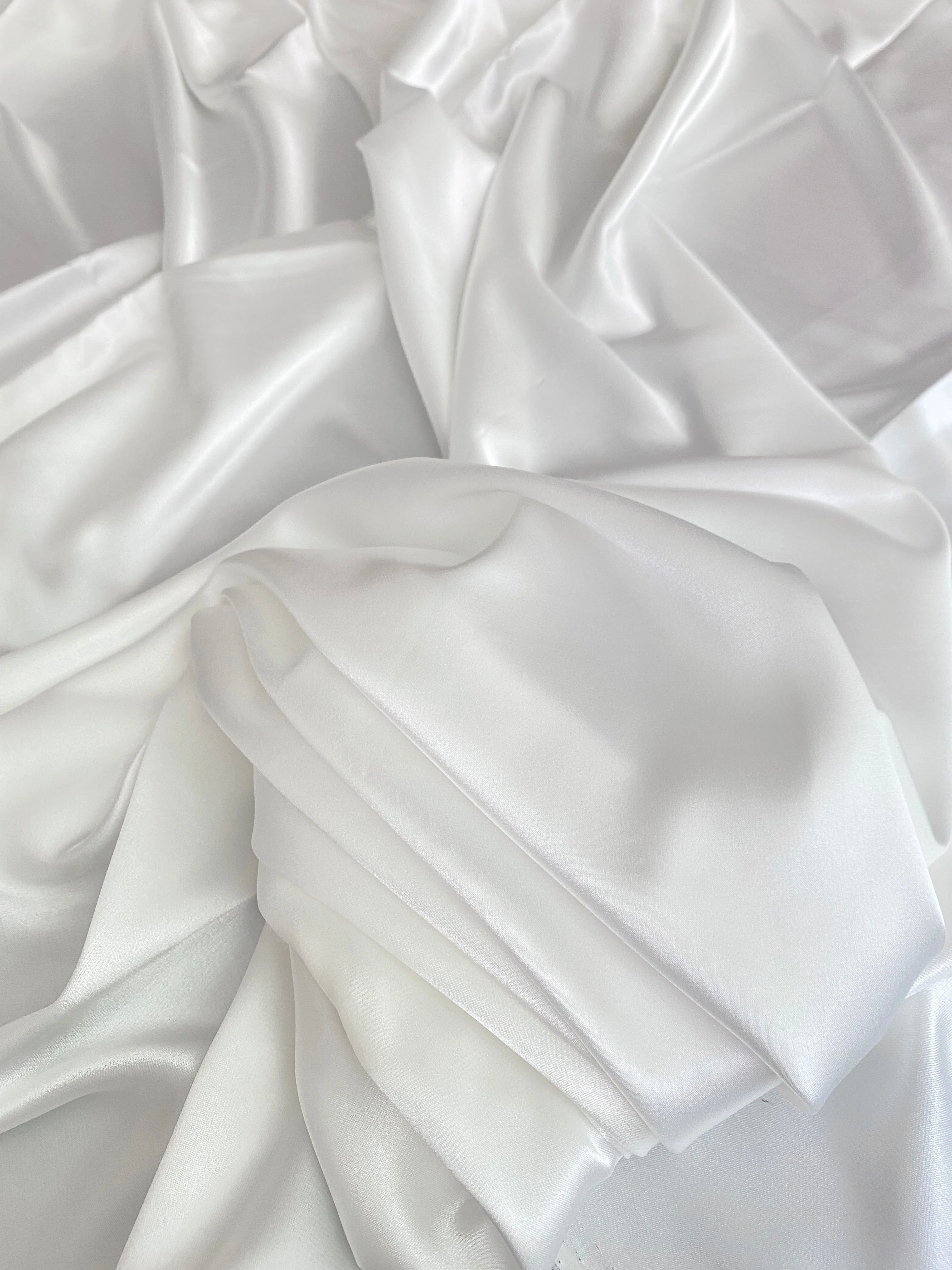 White Silky Stretch Satin - Image 7
