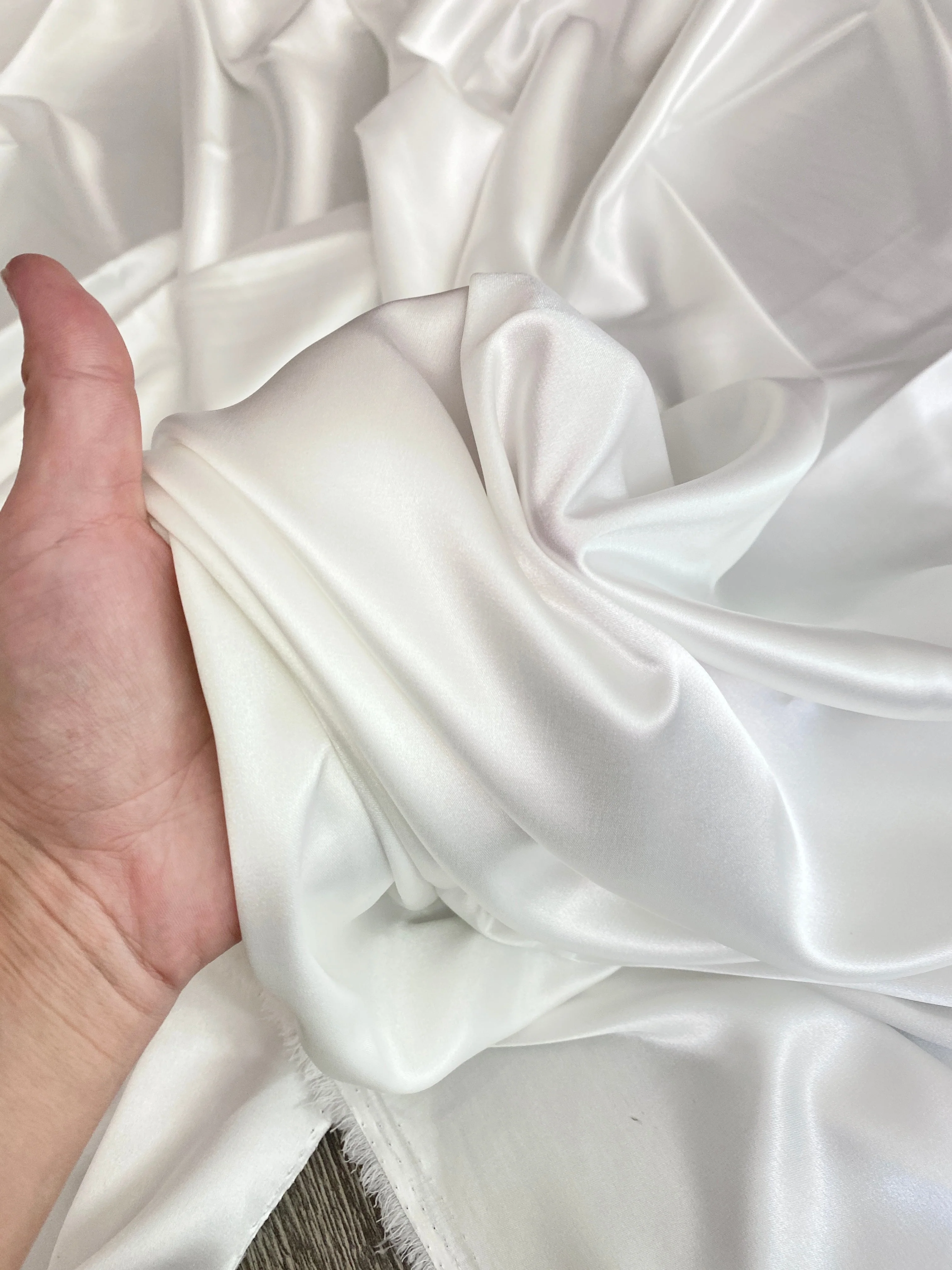 White Silky Stretch Satin - Image 8