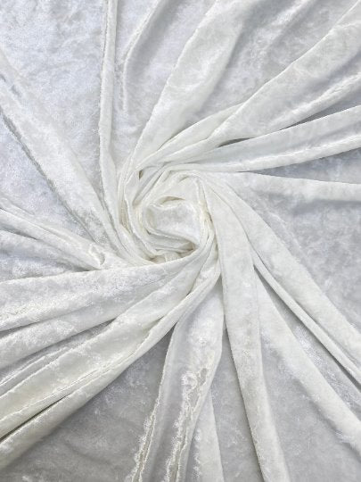 White Stretch Crushed Velvet - Image 3