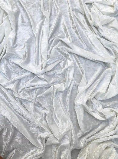 White Stretch Crushed Velvet - Image 4