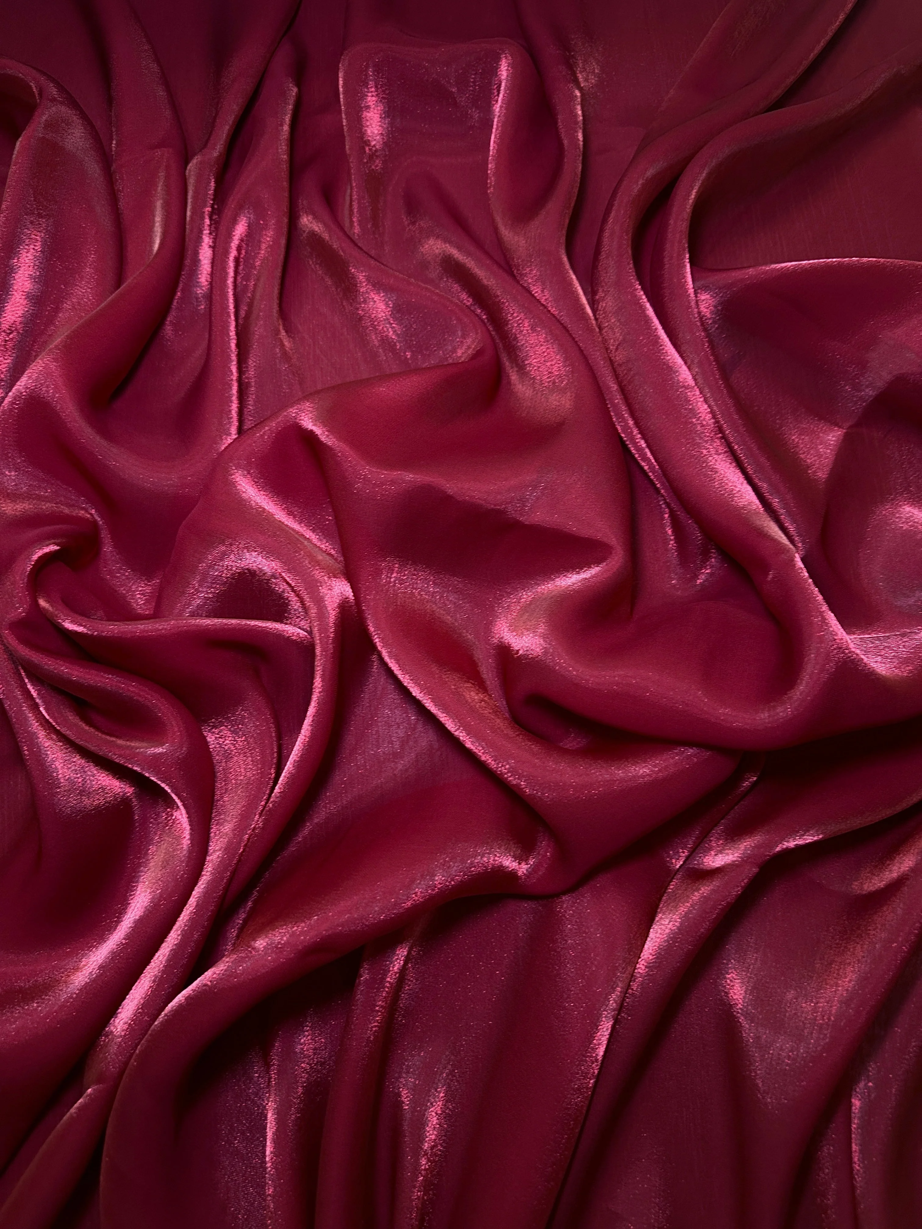 Wine Red Water Liquid Shimmery Chiffon - Image 2