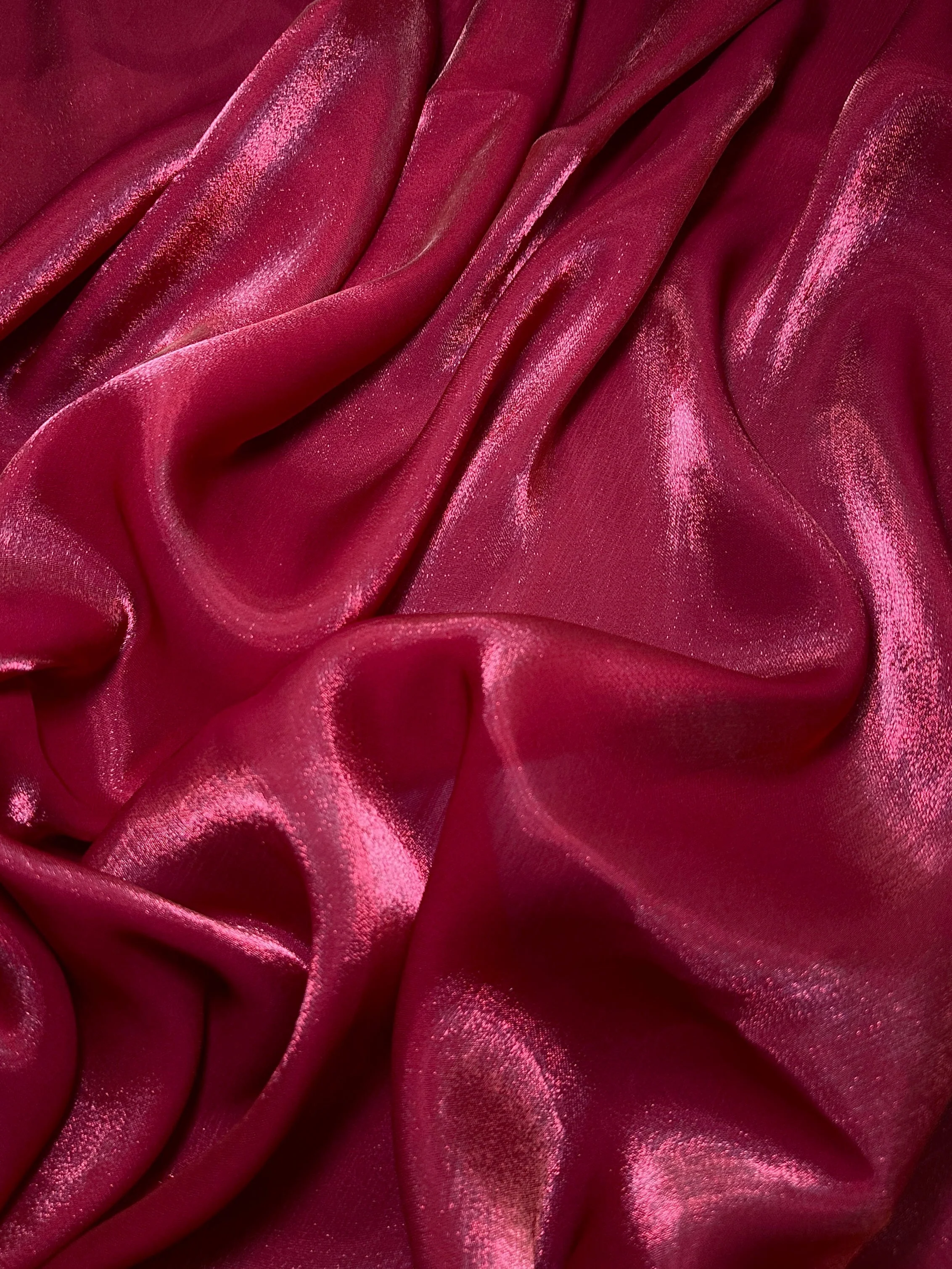 Wine Red Water Liquid Shimmery Chiffon - Image 3