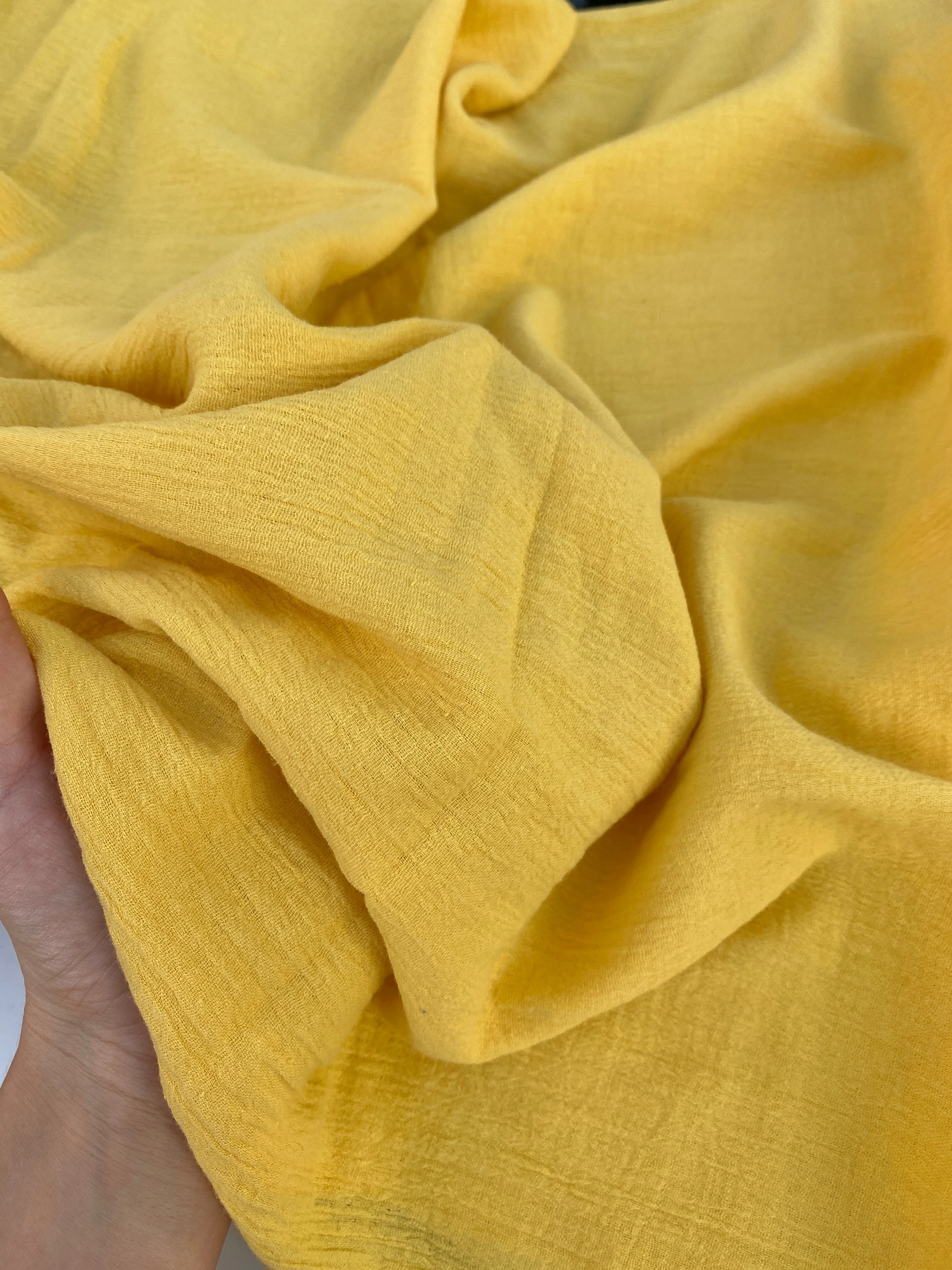 Yellow Crinkle Cotton Gauze - Image 3