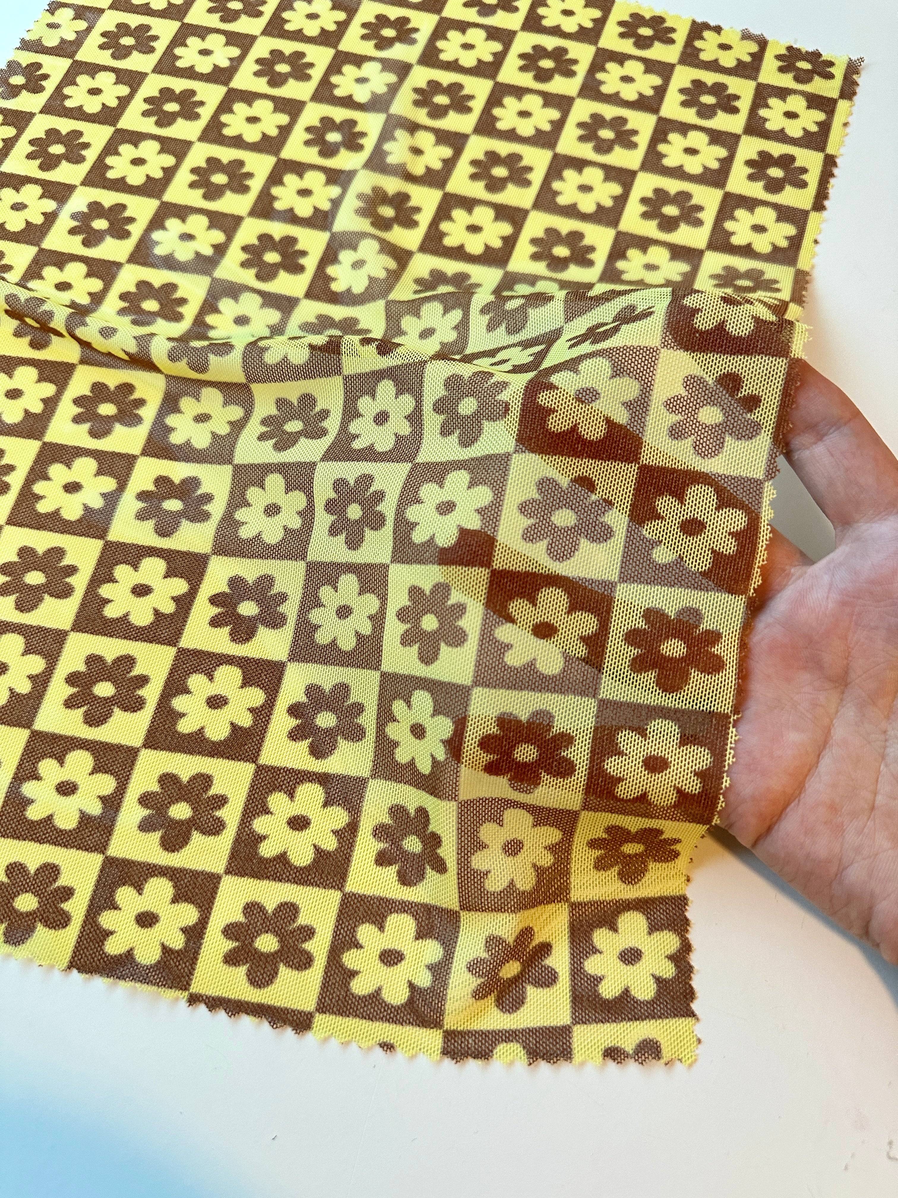 Yellow Floral Checkered Power Mesh - Image 10