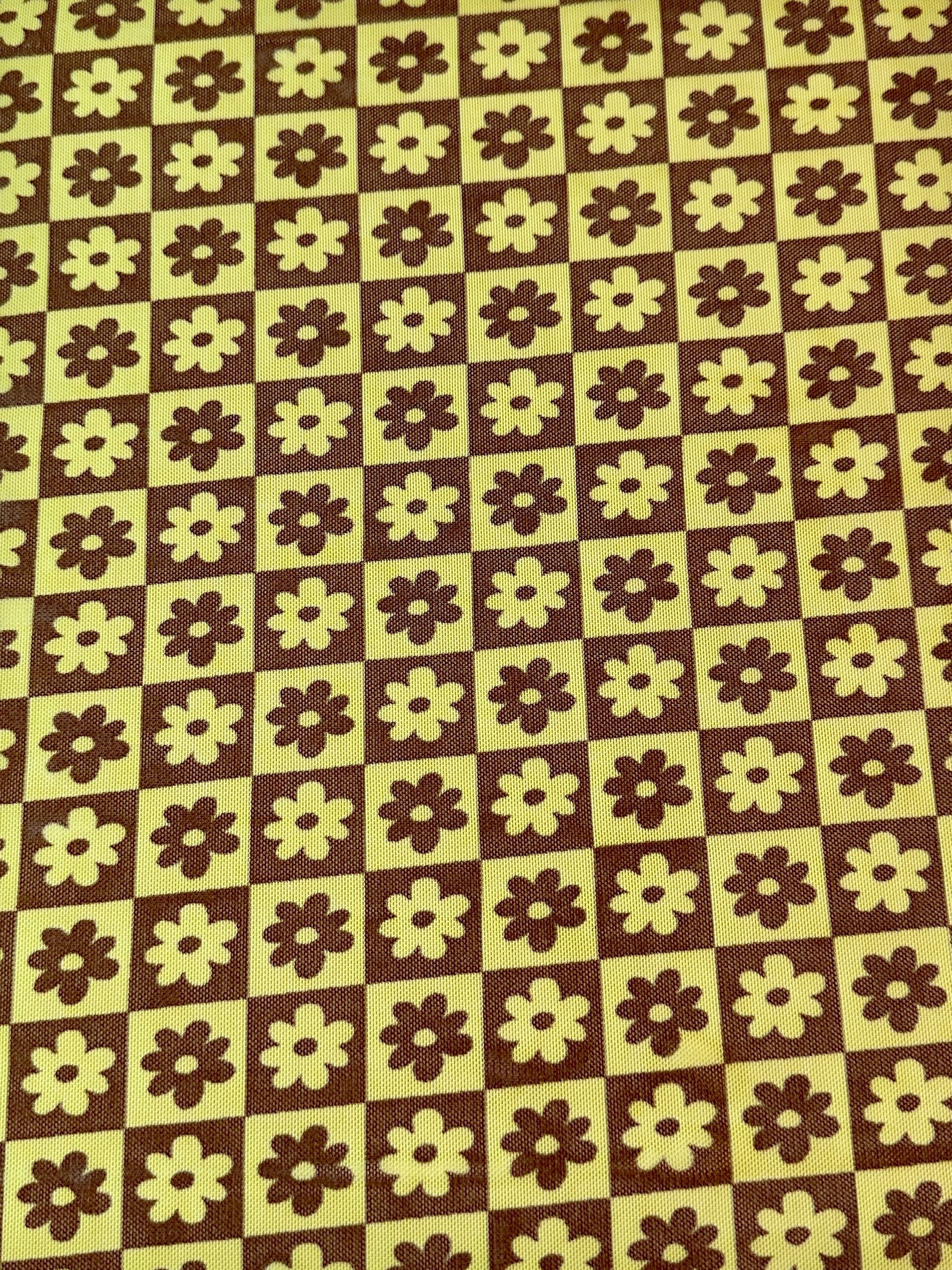 Yellow Floral Checkered Power Mesh - Image 3