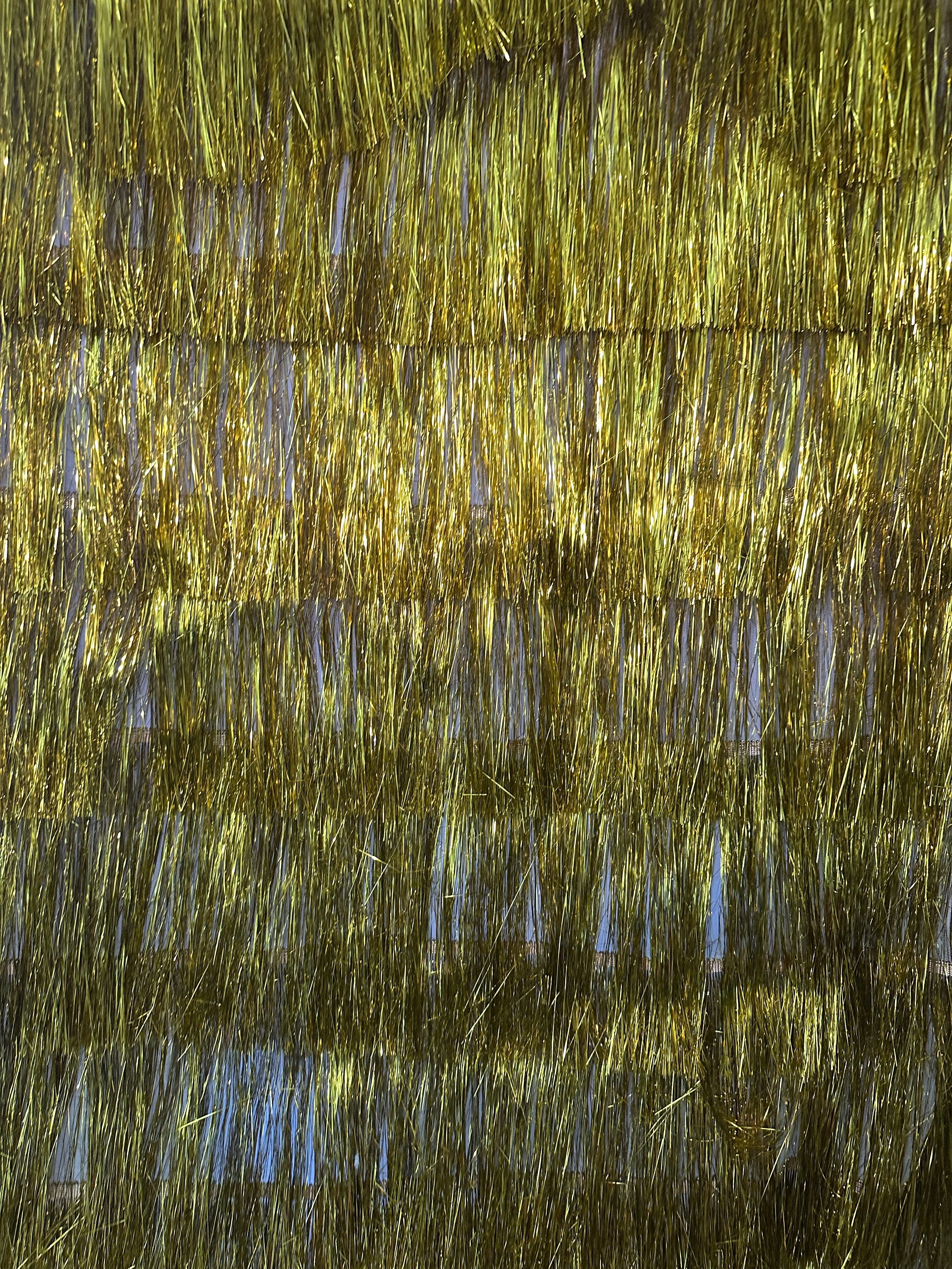 Yellow Gold Fringe Metallic Mesh Base Fabric - Image 4