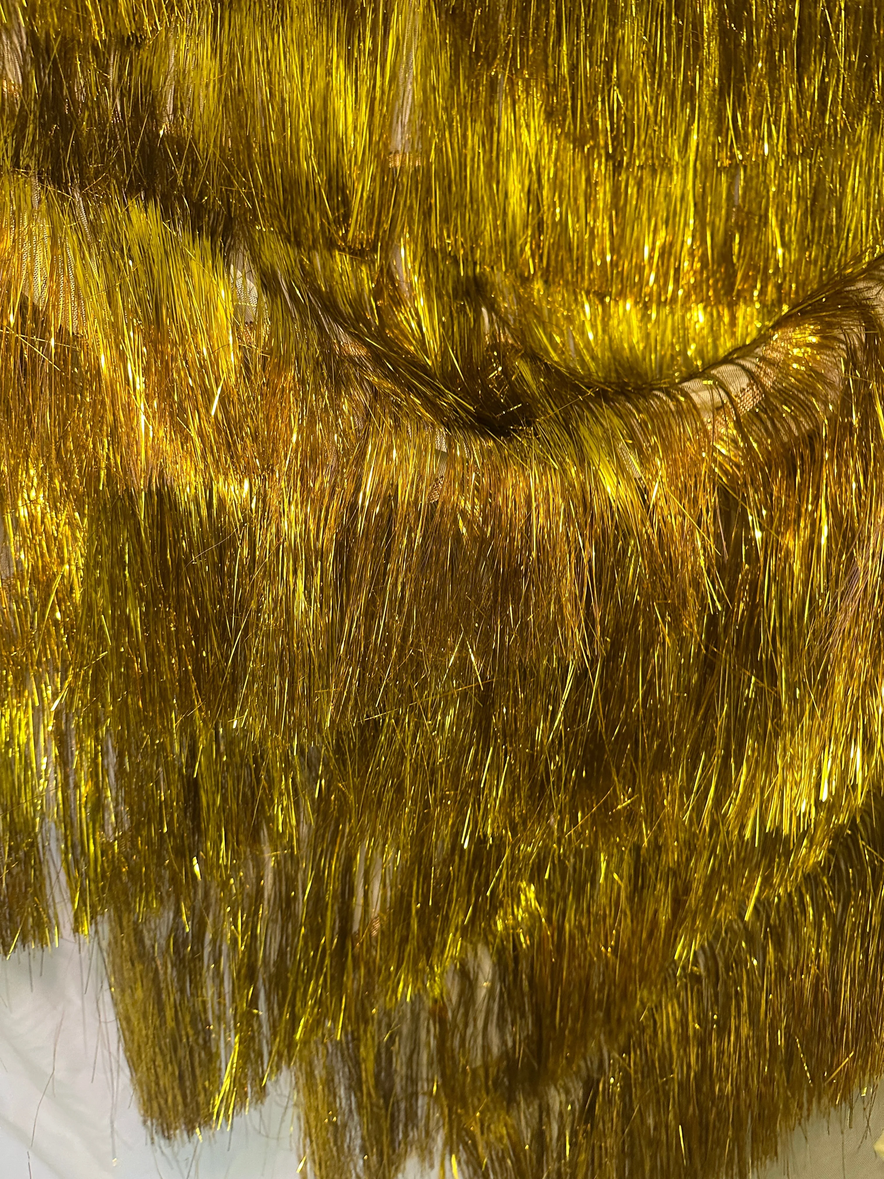 Yellow Gold Fringe Metallic Mesh Base Fabric - Image 5