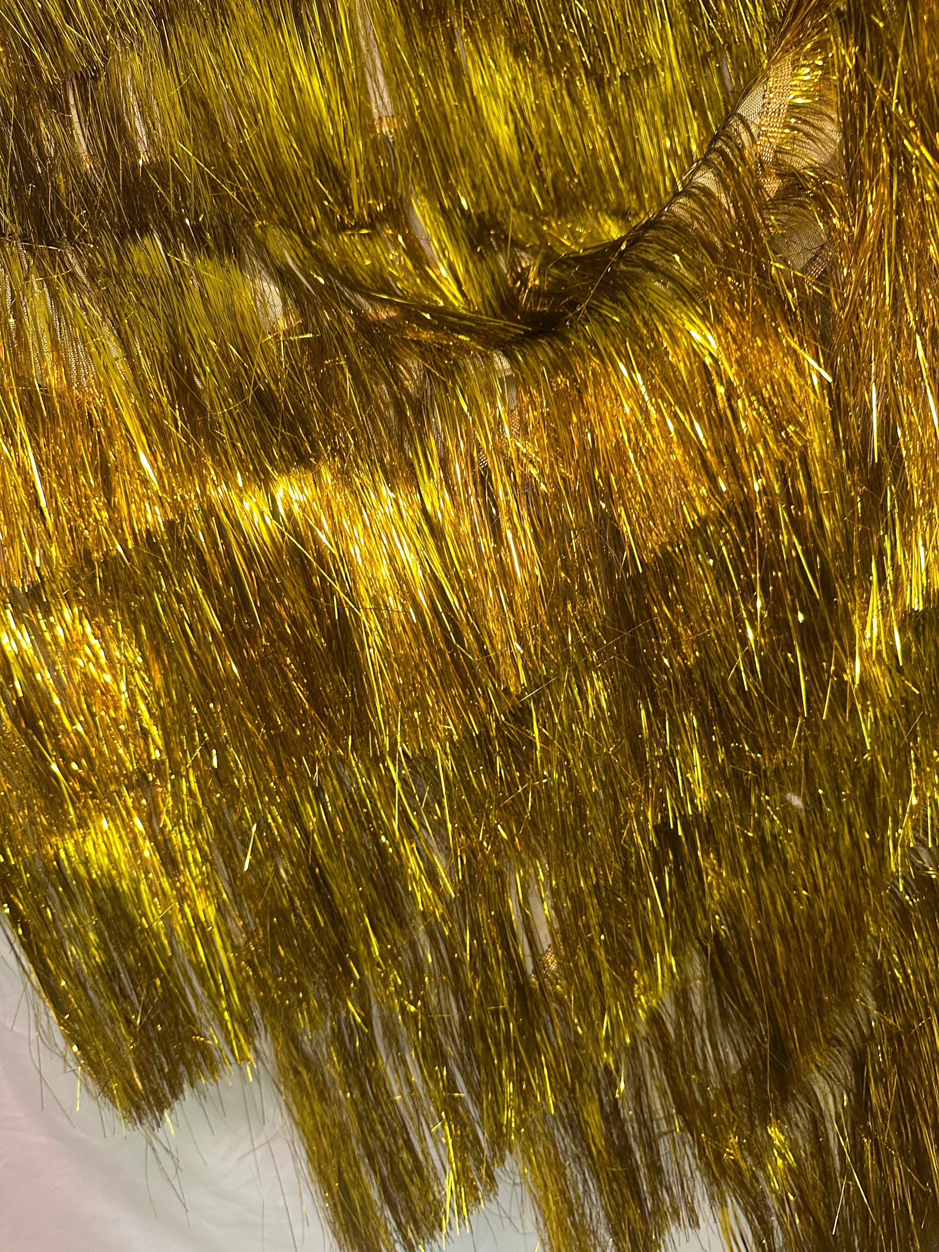 Yellow Gold Fringe Metallic Mesh Base Fabric - Image 6