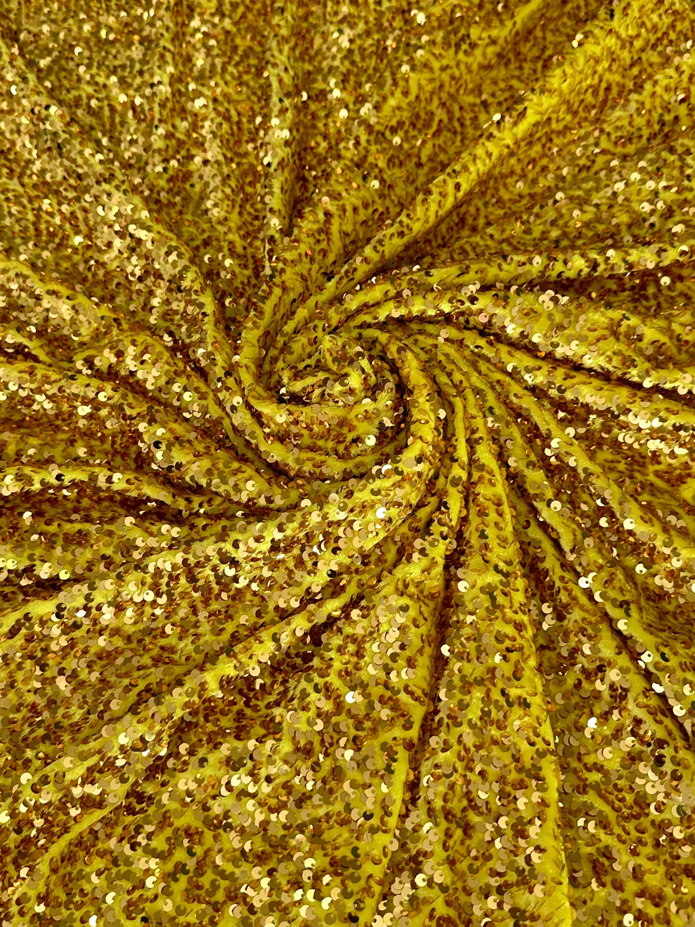 Yellow Gold Sequin on Velvet
