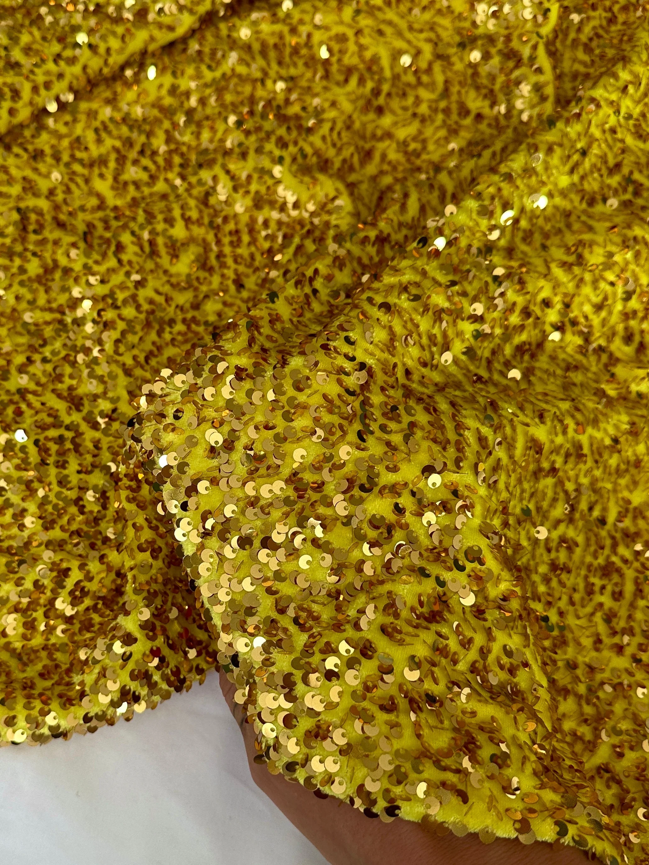 Yellow Gold Sequin on Velvet - Image 2