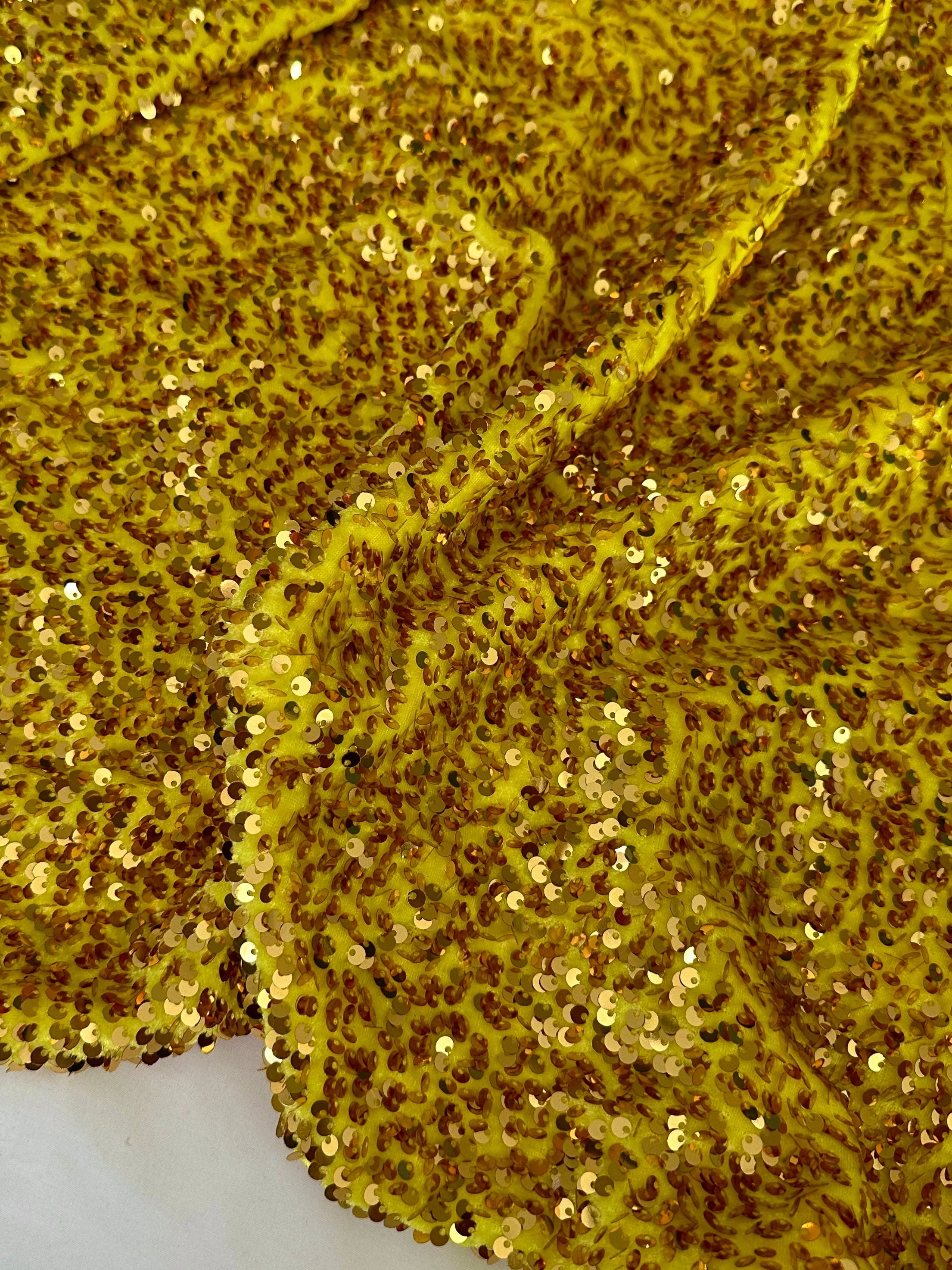 Yellow Gold Sequin on Velvet - Image 6