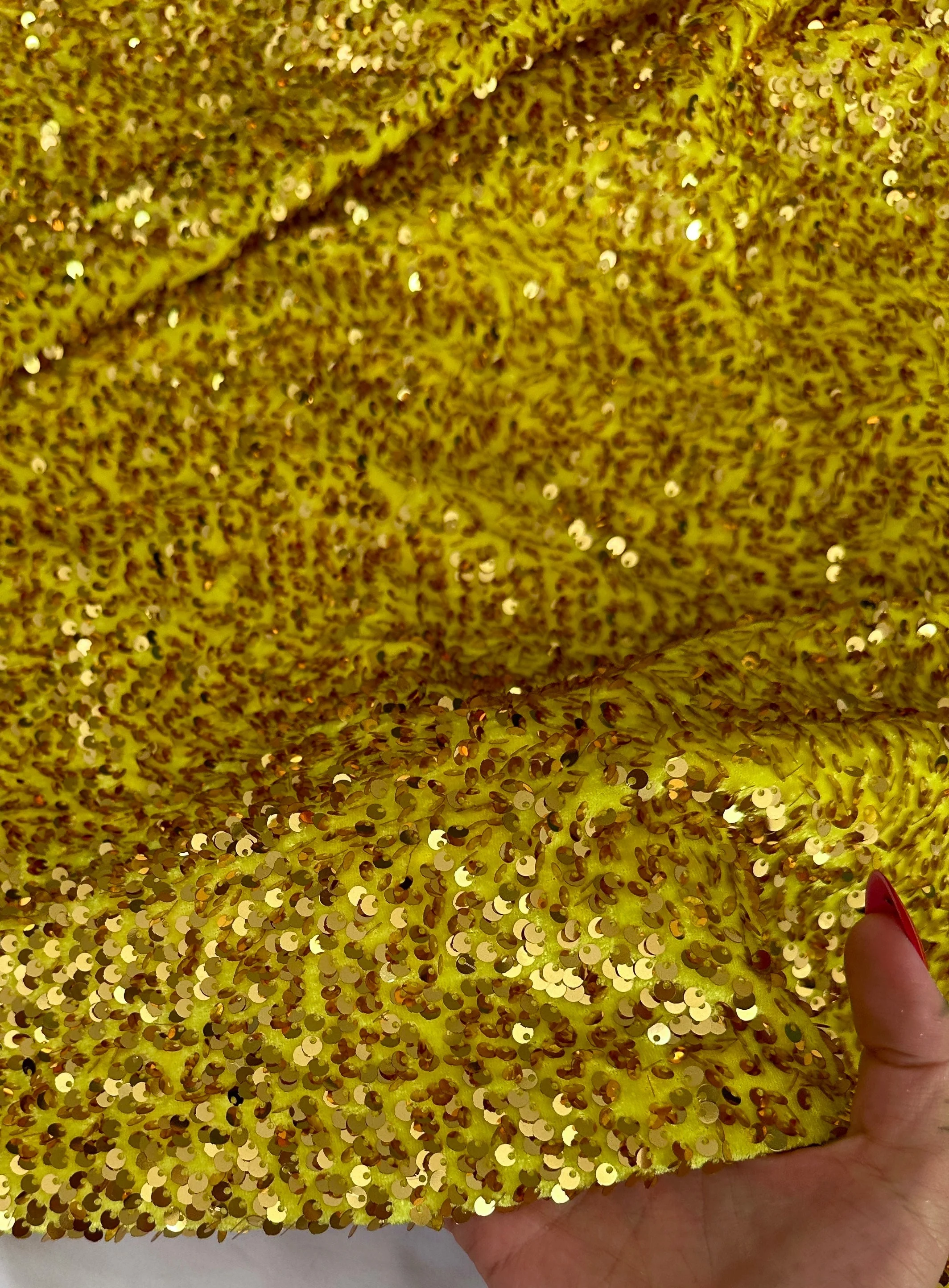 Yellow Gold Sequin on Velvet - Image 8