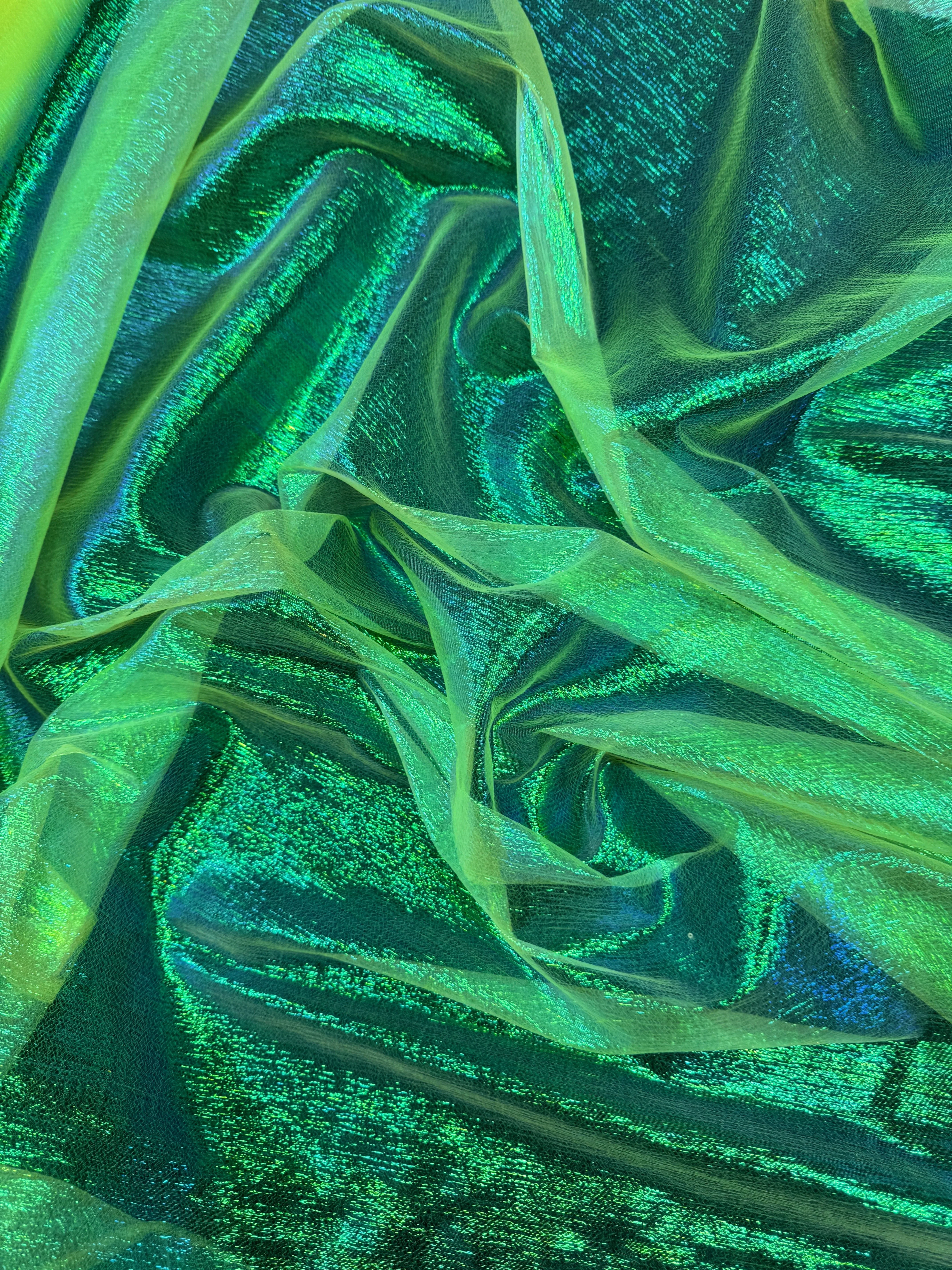 Yellow Green Iridescent Crushed Organza - Image 2
