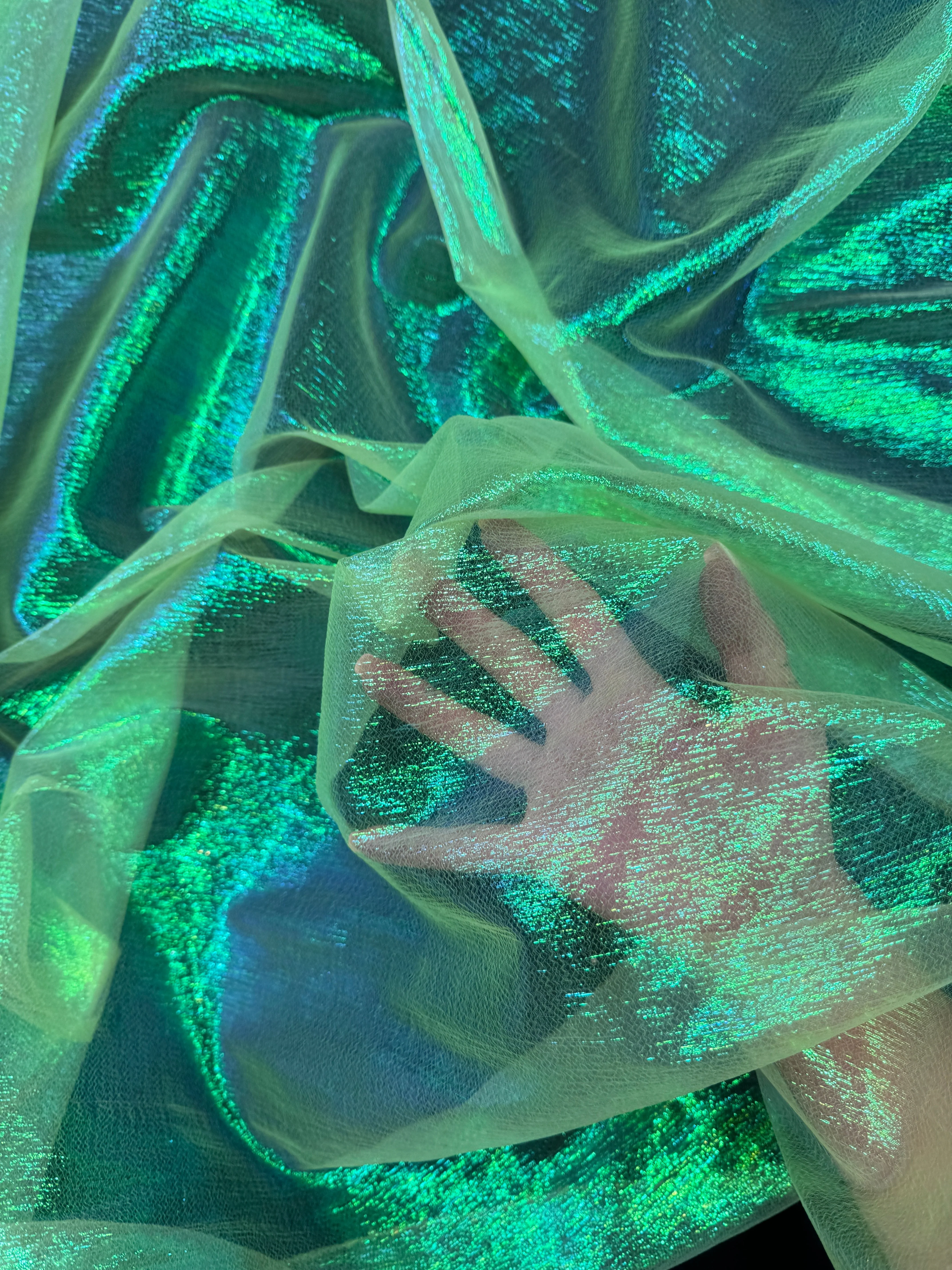 Yellow Green Iridescent Crushed Organza - Image 6
