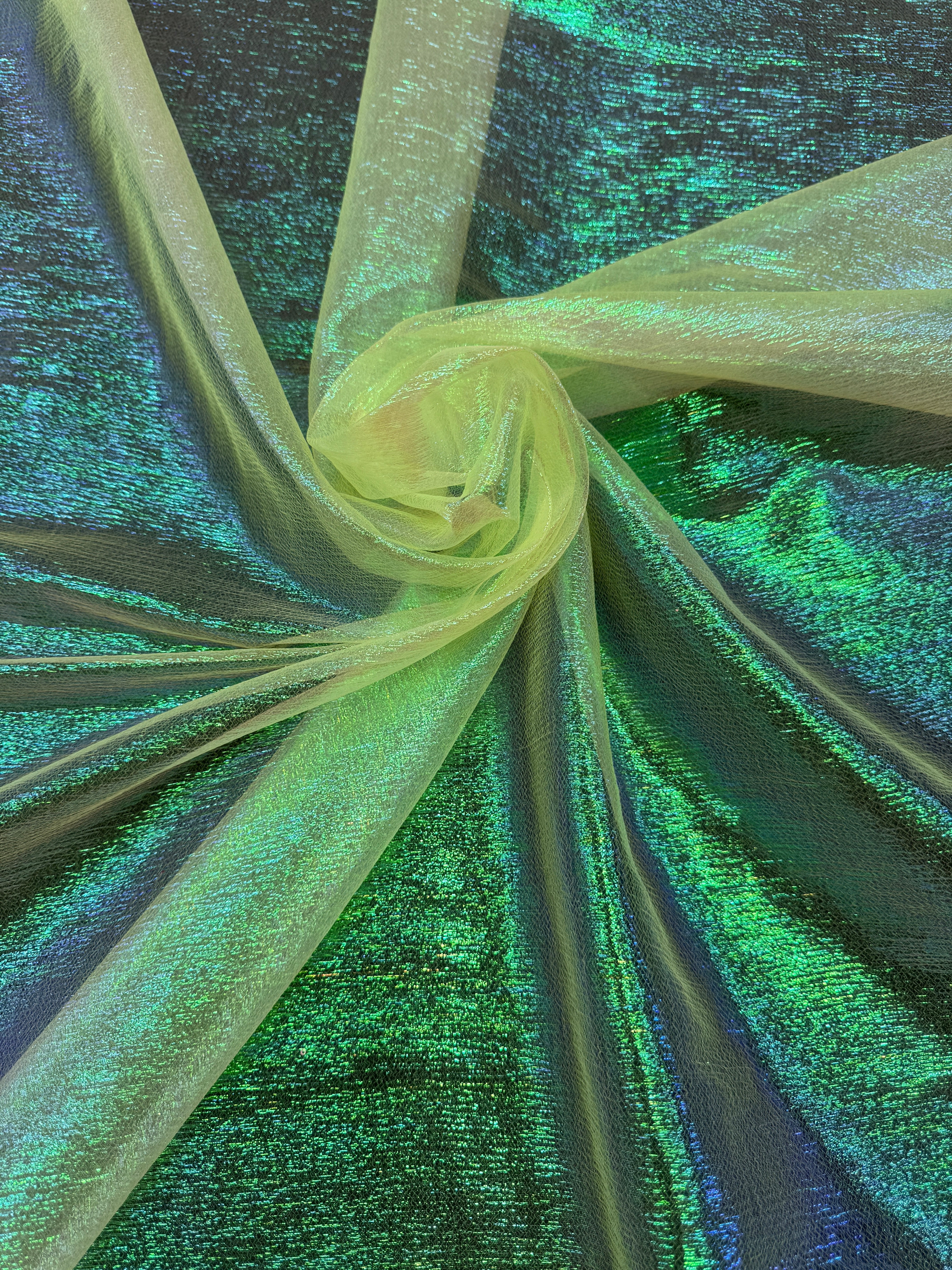 Yellow Green Iridescent Crushed Organza - Image 8
