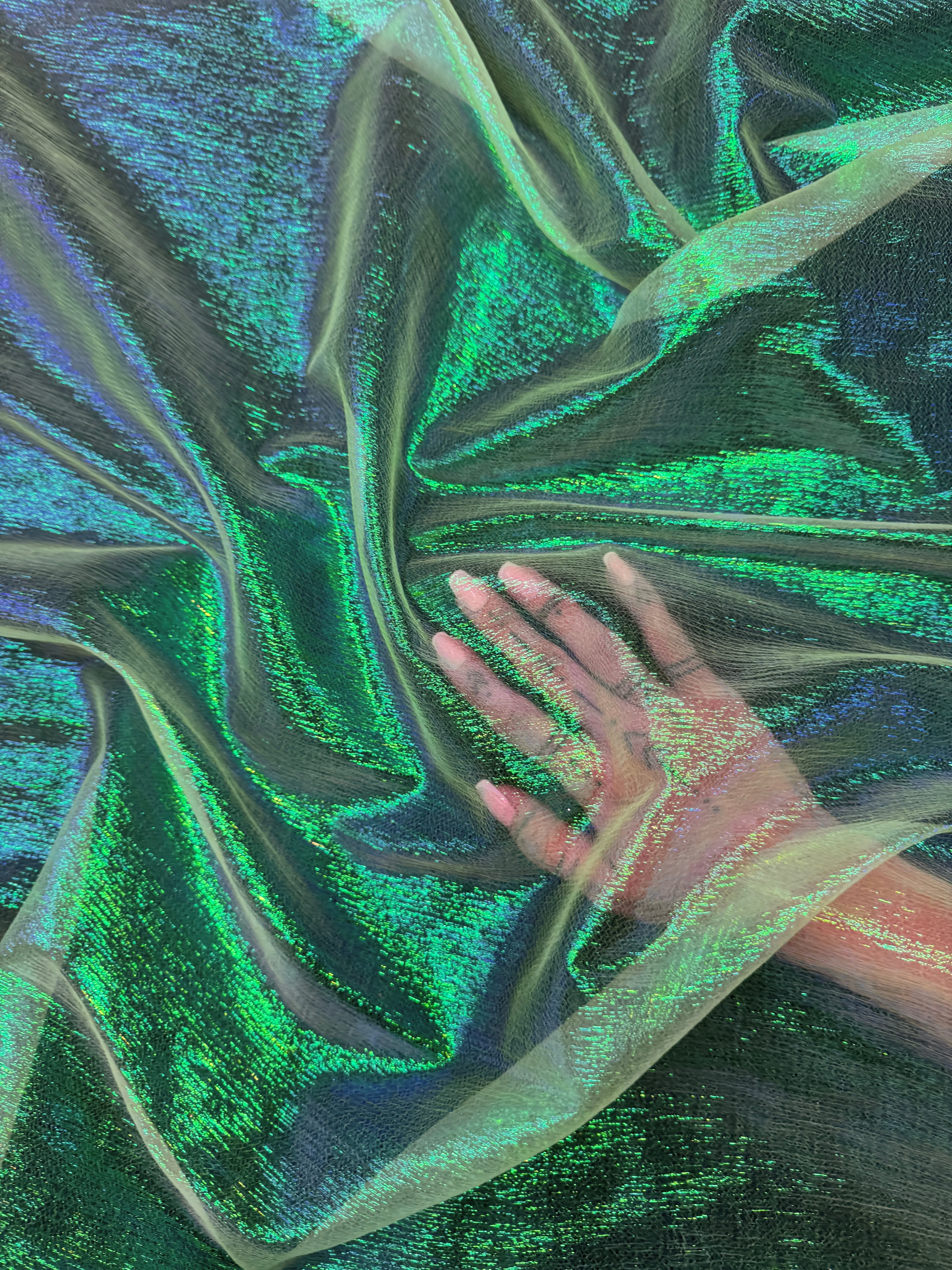 Yellow Green Iridescent Crushed Organza - Image 9