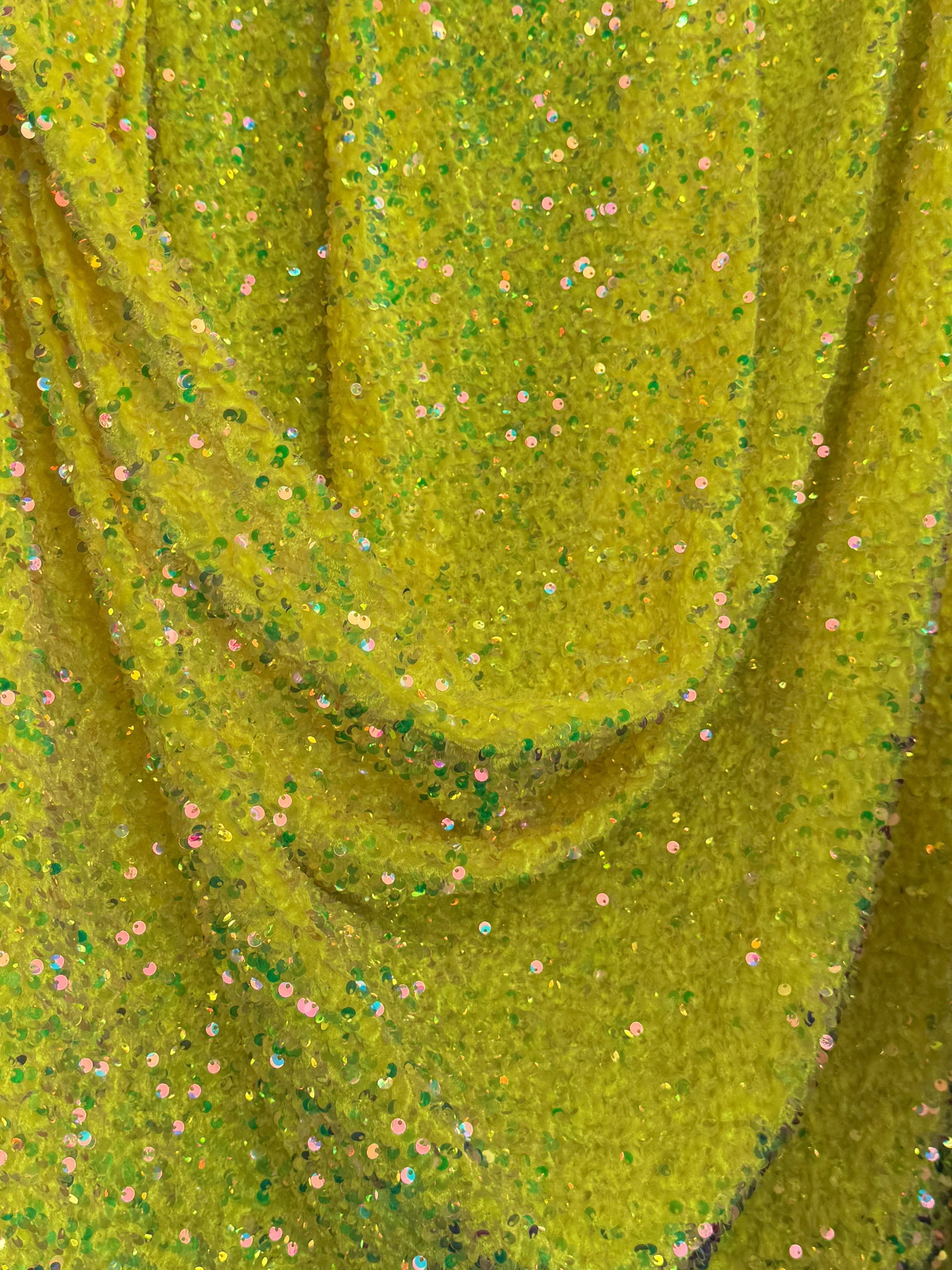 Yellow Iridescent Sequin on Velvet - Image 10