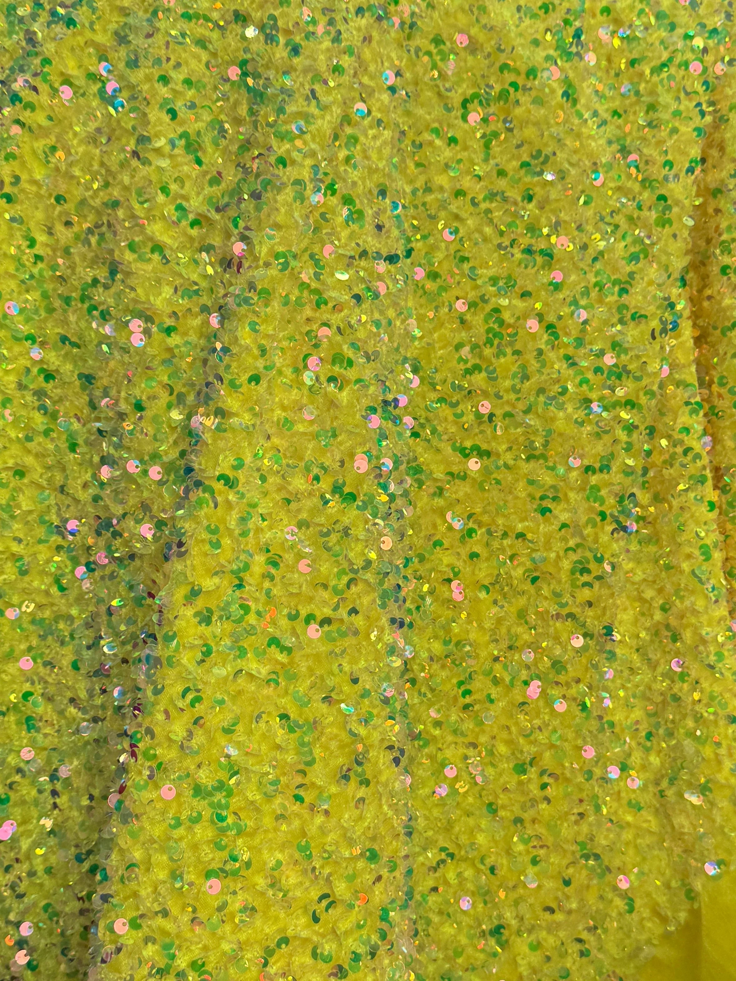 Yellow Iridescent Sequin on Velvet - Image 11