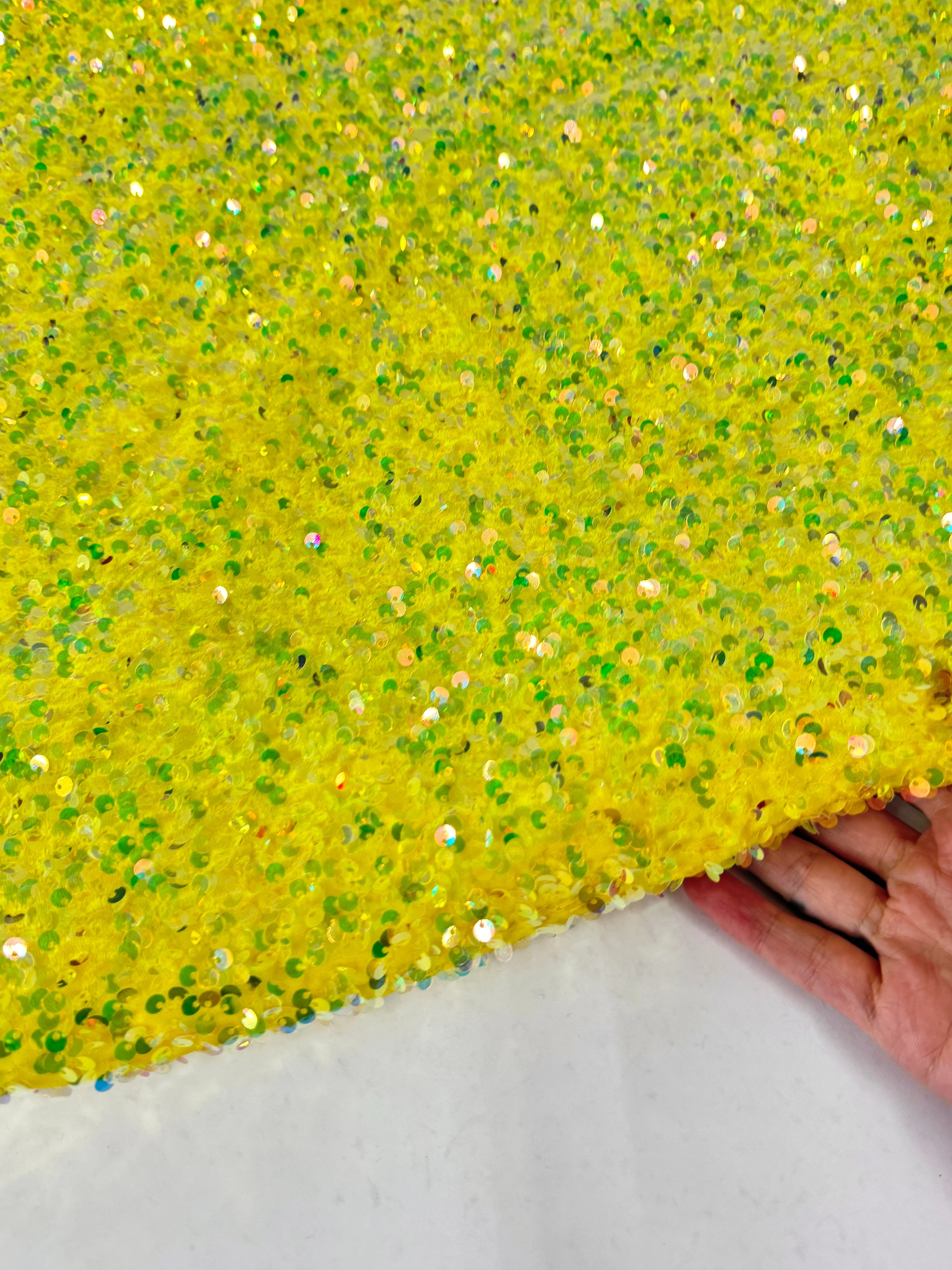 Yellow Iridescent Sequin on Velvet - Image 6