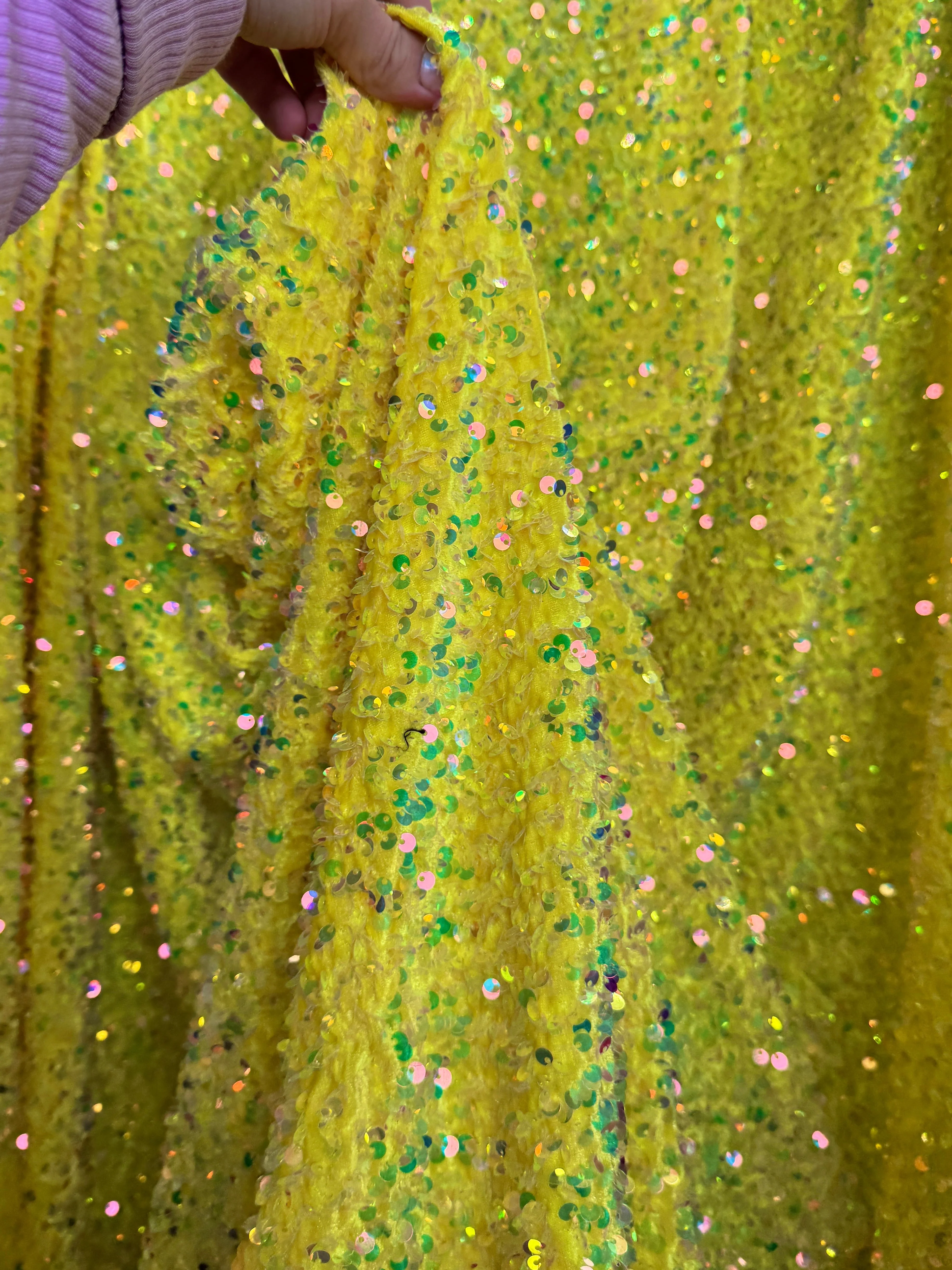 Yellow Iridescent Sequin on Velvet - Image 7