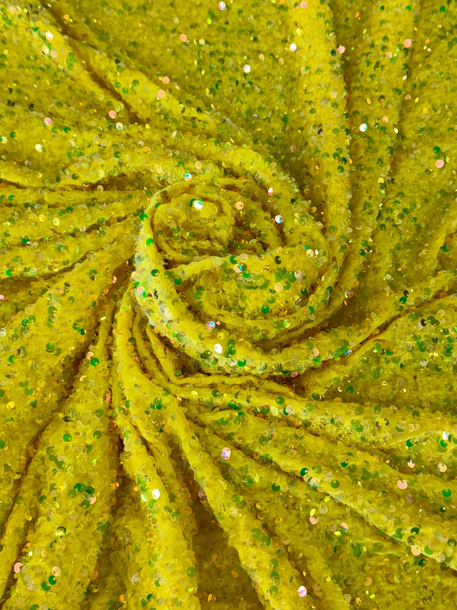 Yellow Iridescent Sequin on Velvet - Image 8