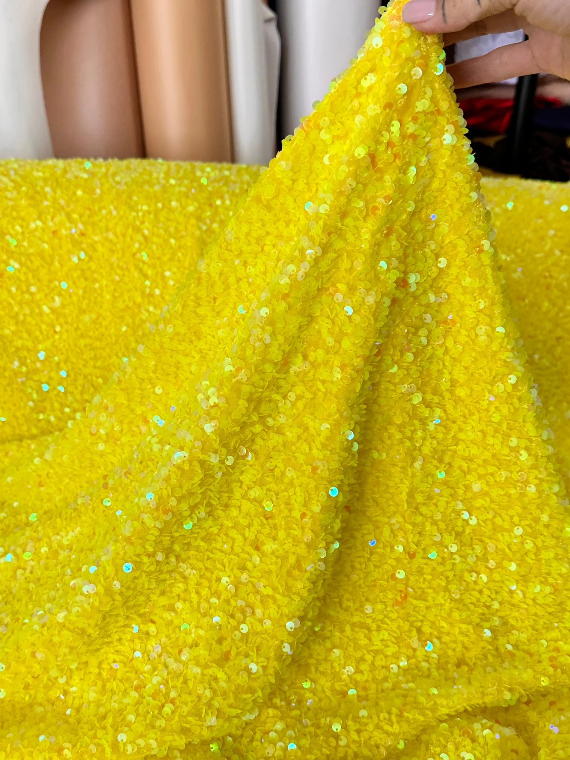 Yellow Sequin on Velvet - Image 13