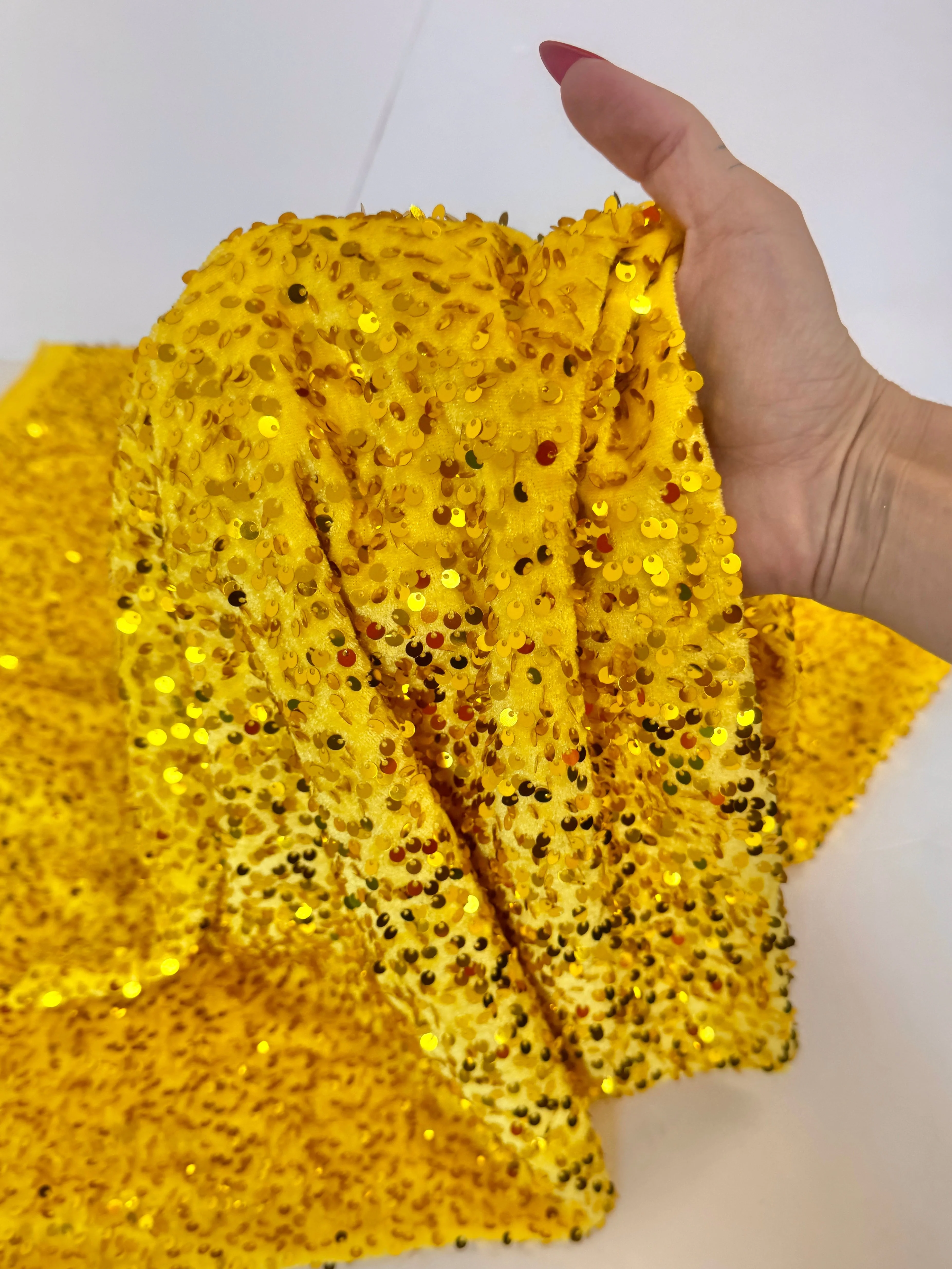 Yellow Sequins Velvet - Image 3