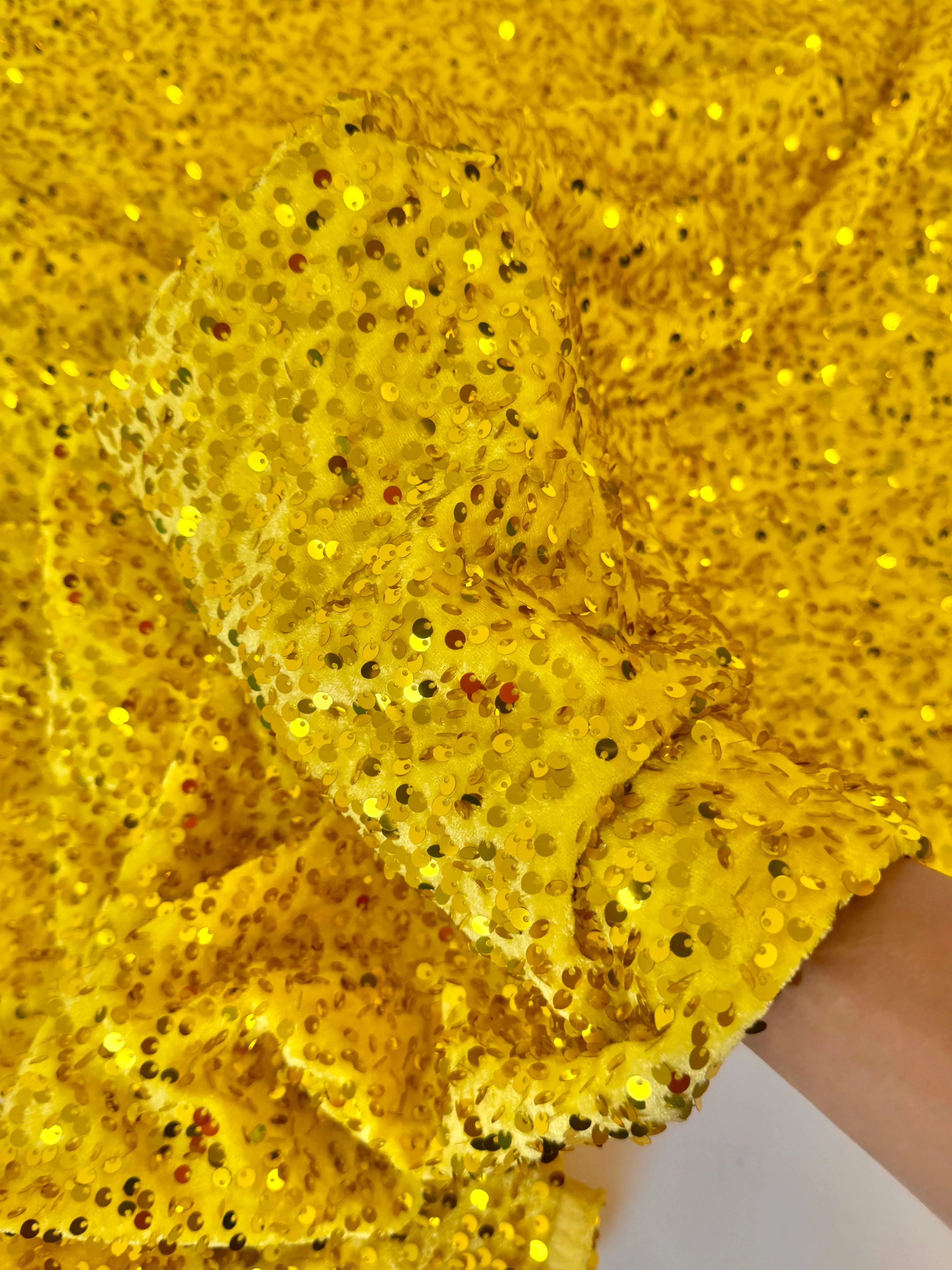 Yellow Sequins Velvet - Image 6