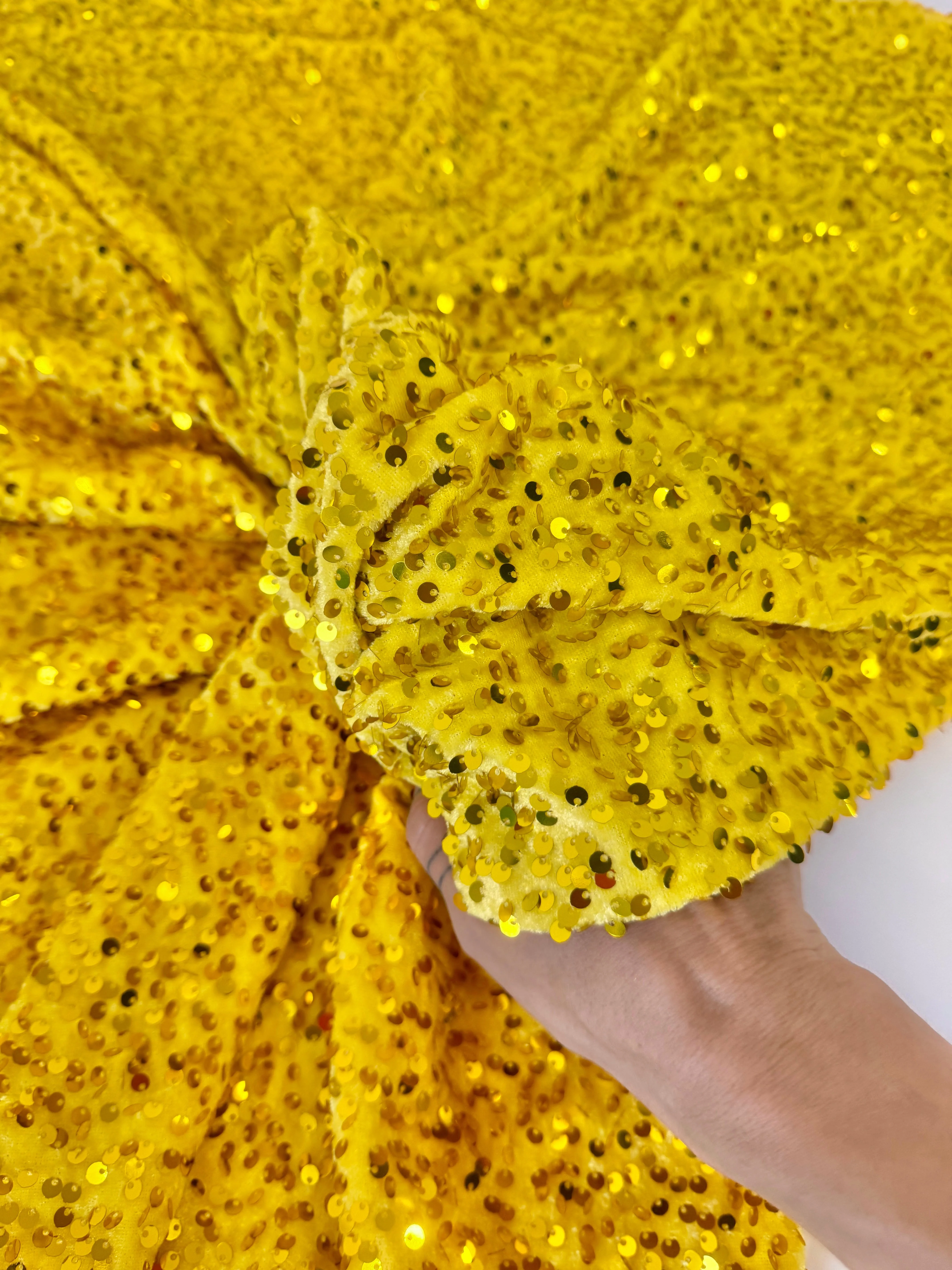 Yellow Sequins Velvet - Image 8