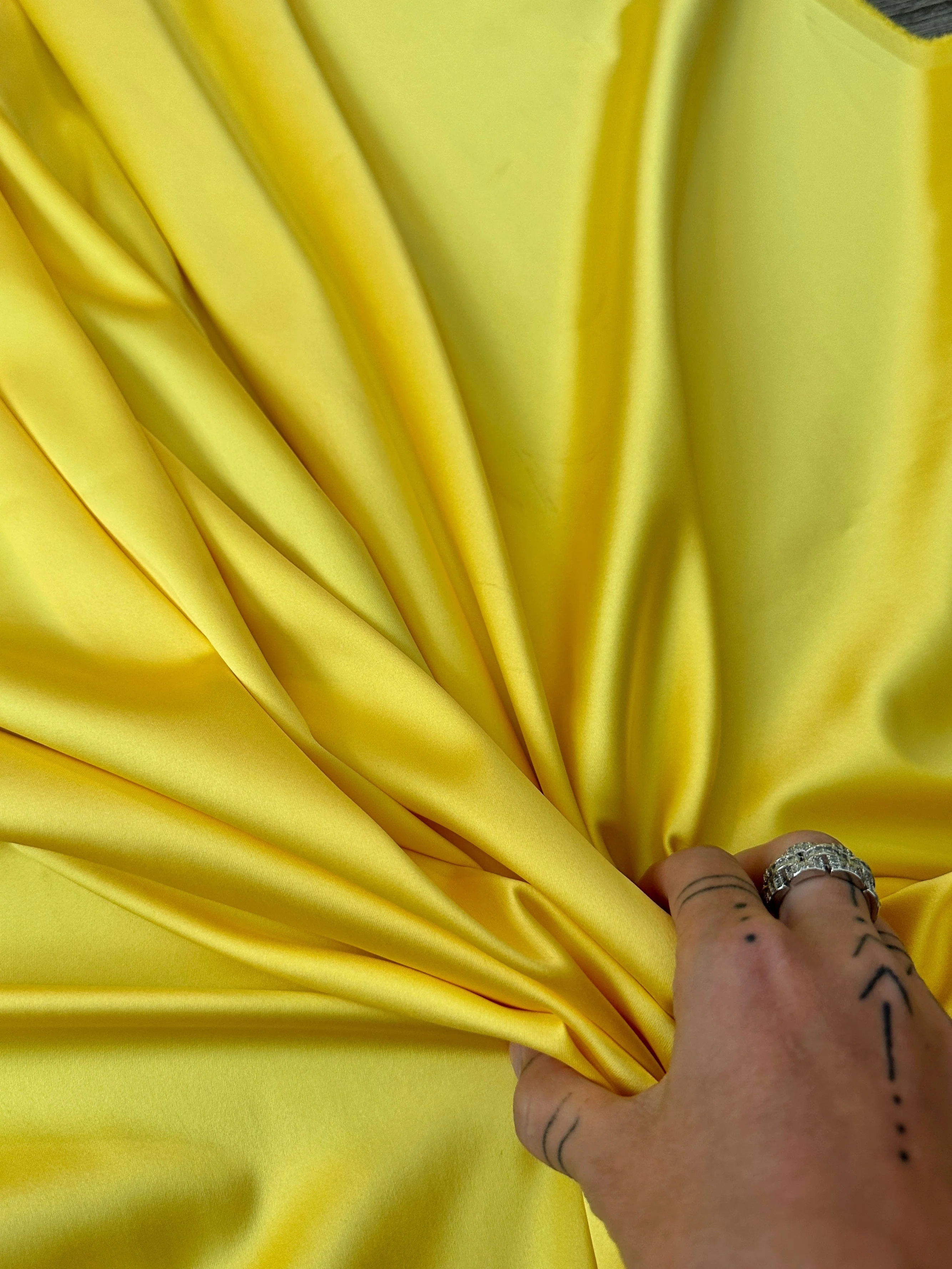 Yellow Stretch Crepe Back Satin - Image 10