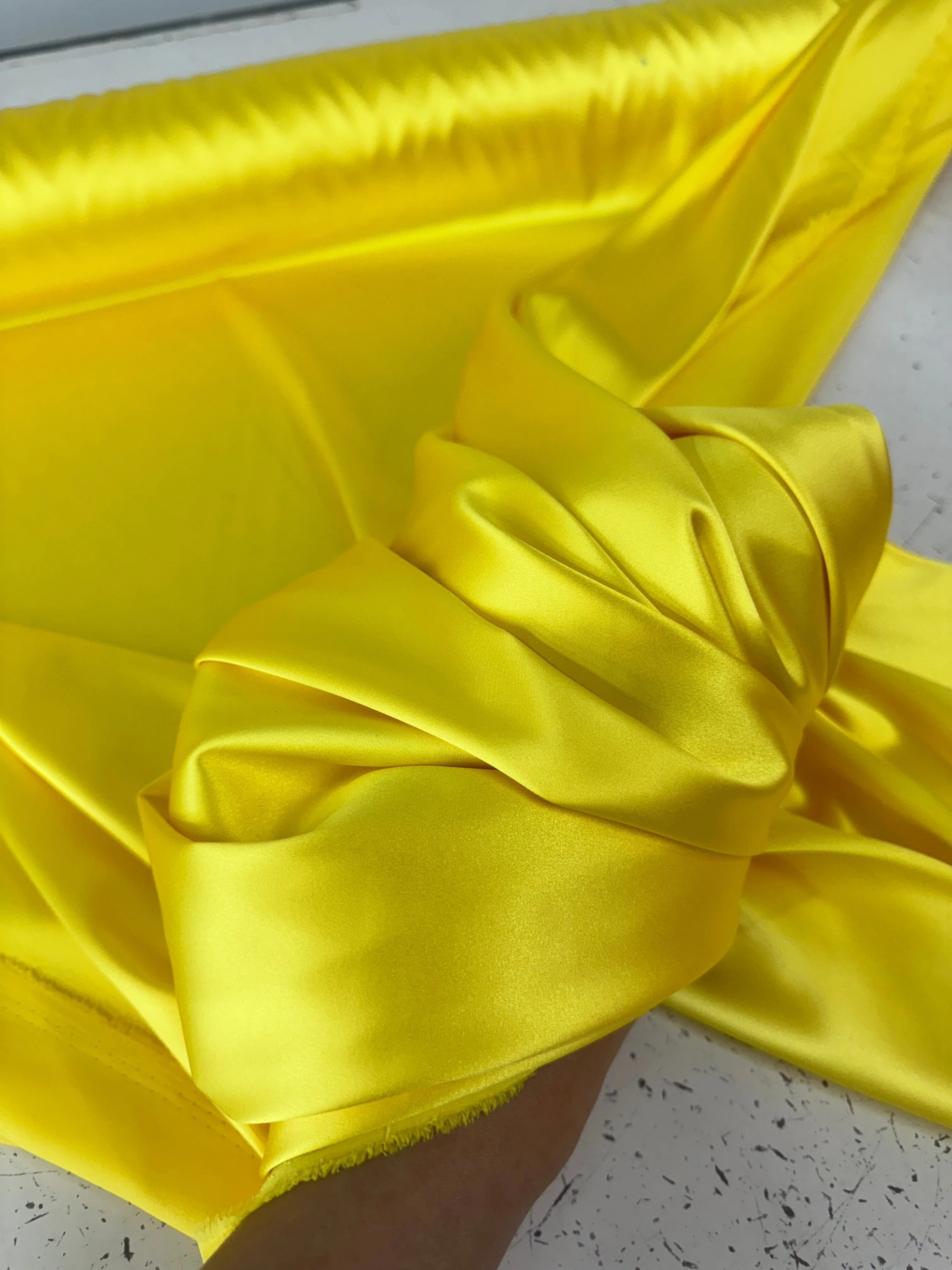 Yellow Stretch Crepe Back Satin - Image 11