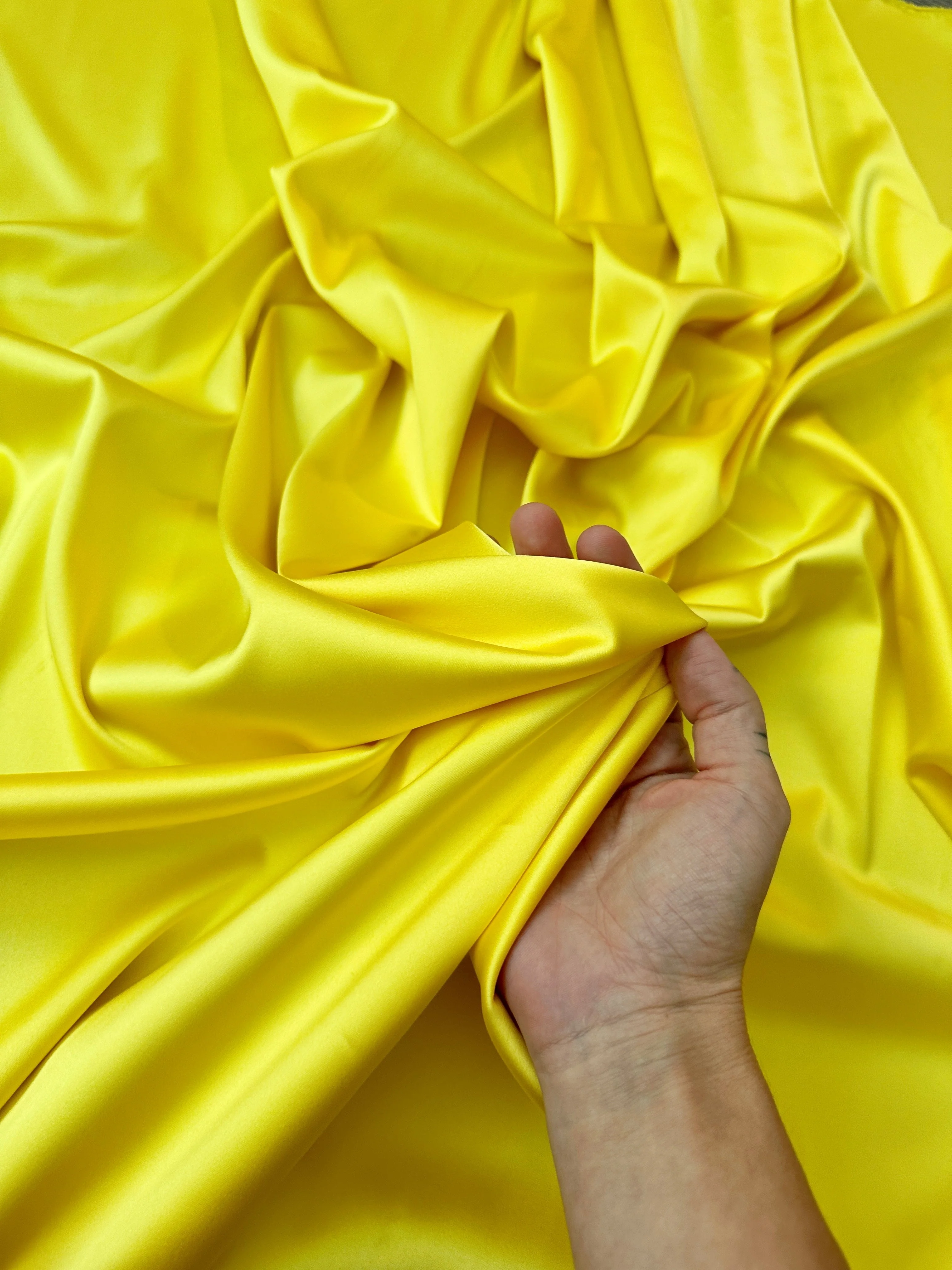 Yellow Stretch Crepe Back Satin - Image 12