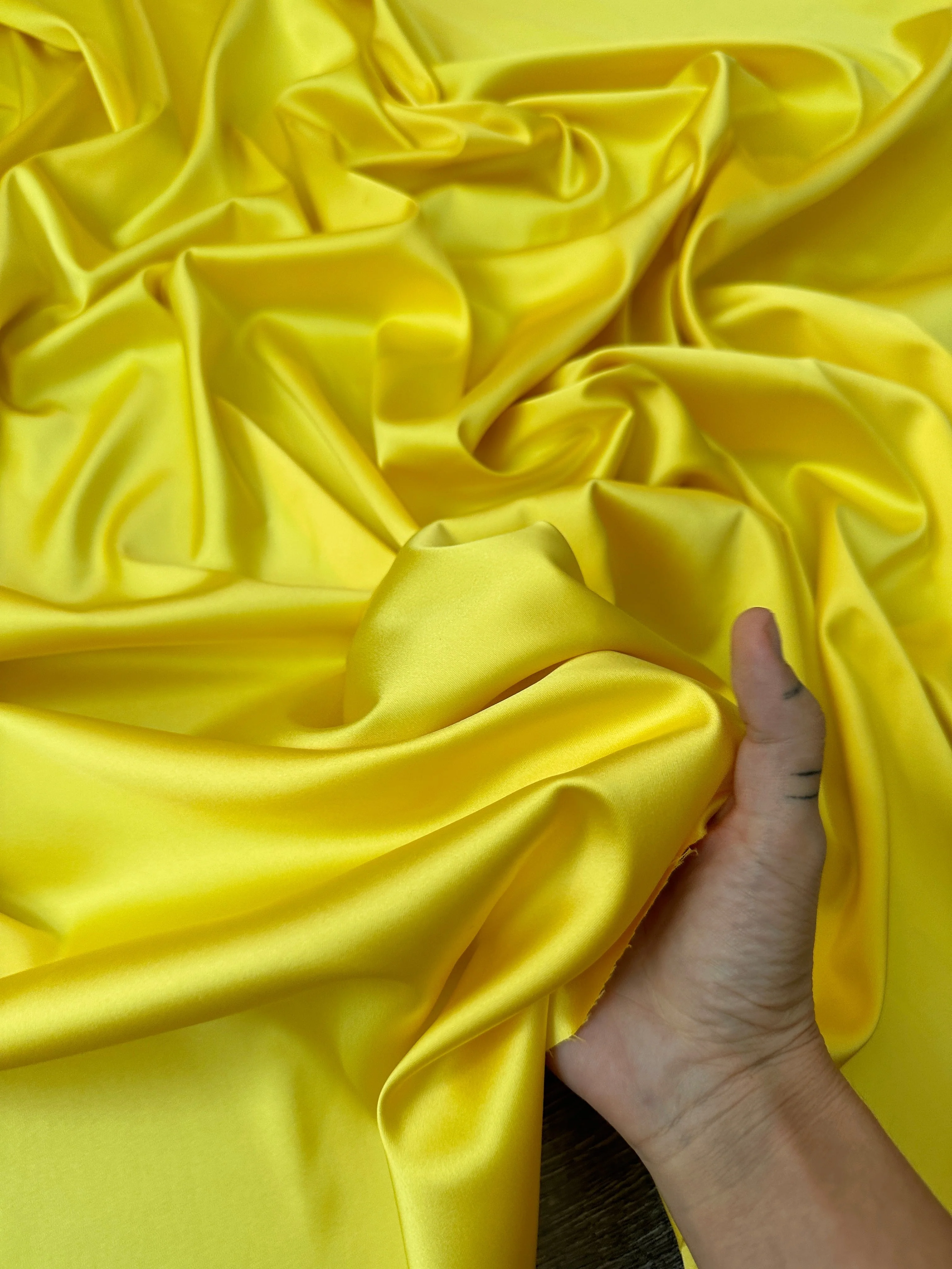 Yellow Stretch Crepe Back Satin - Image 5