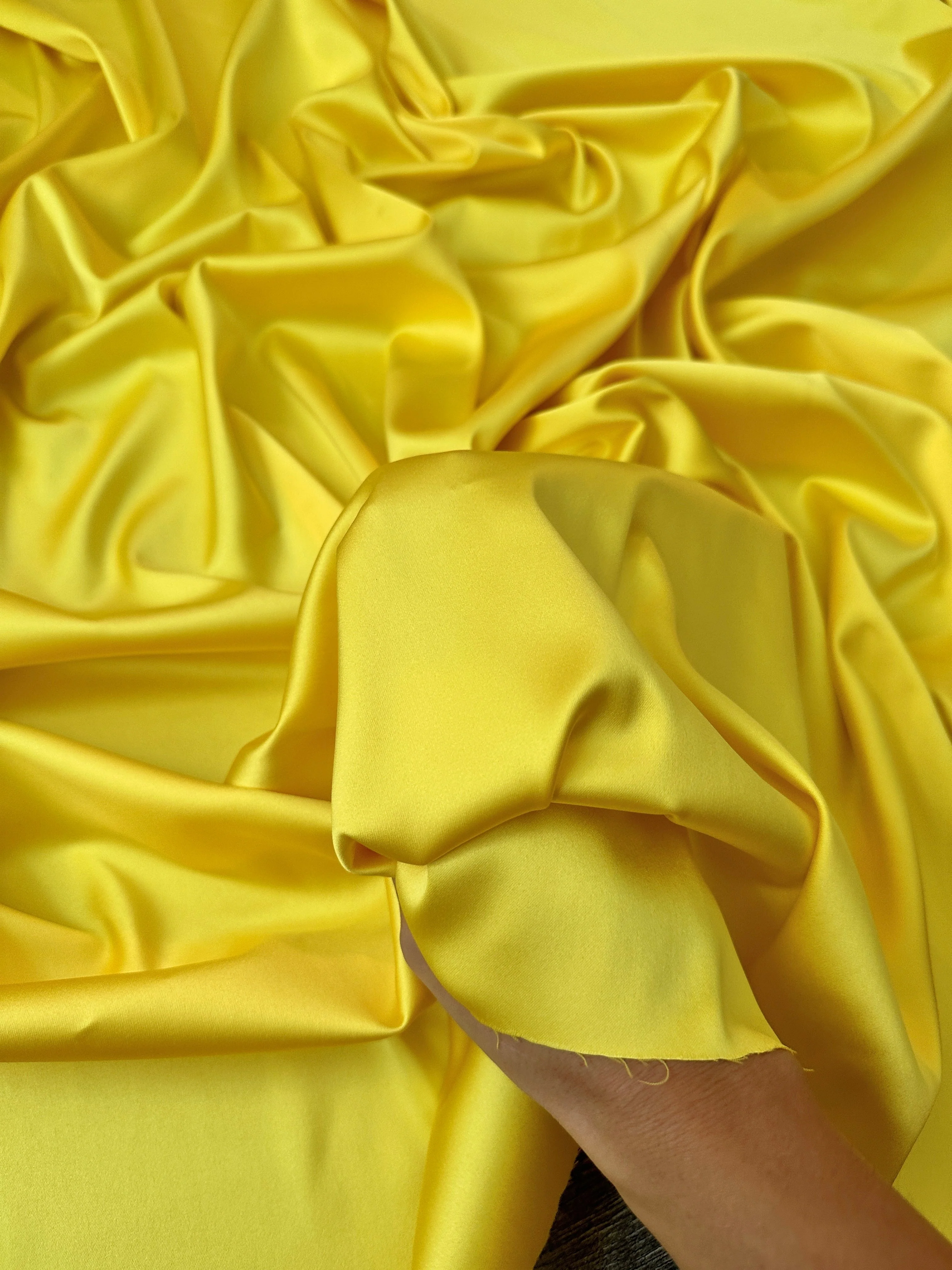 Yellow Stretch Crepe Back Satin - Image 7